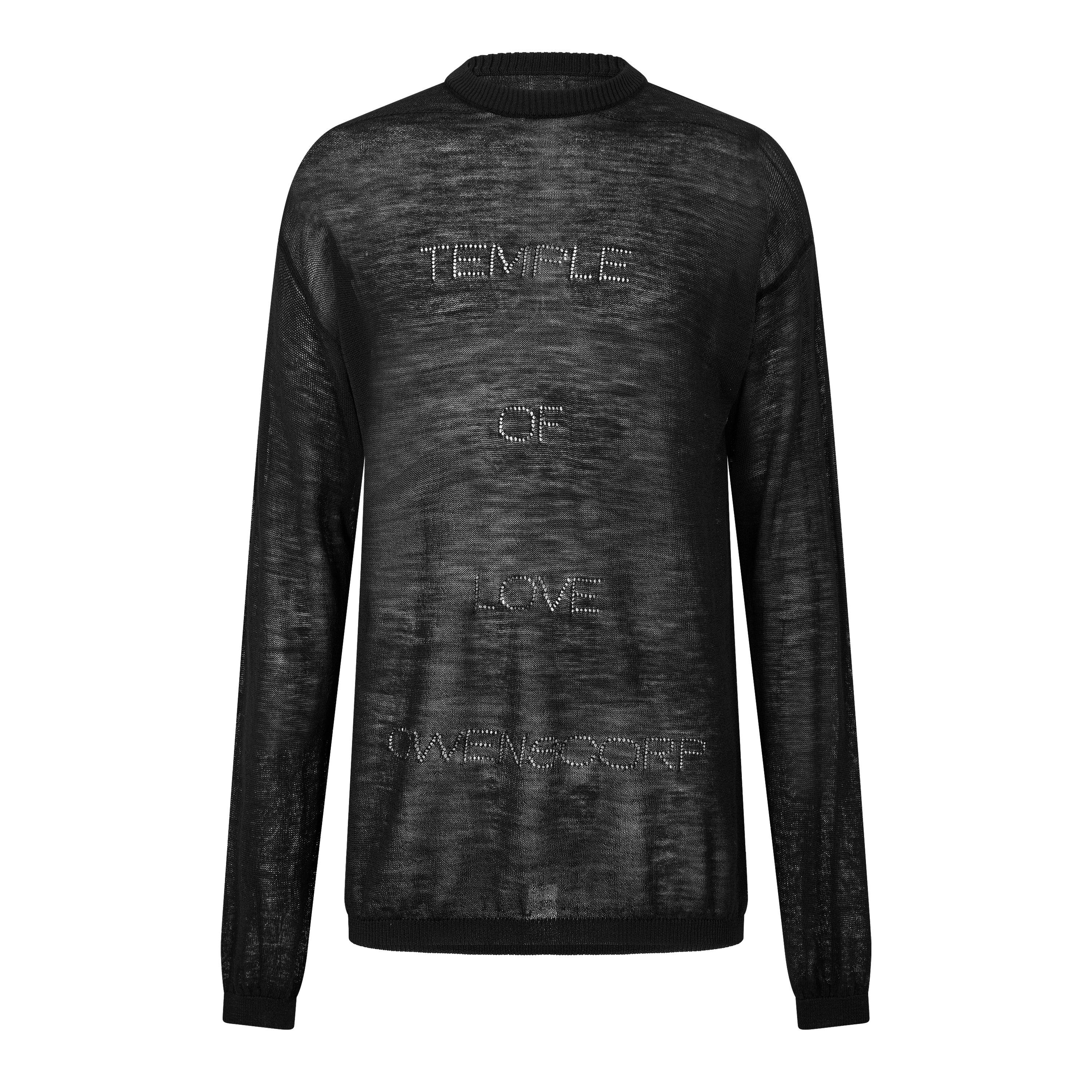 Black - Rick Owens - Men's Temple Sheer Sweat Crew Neck Jumper - 1