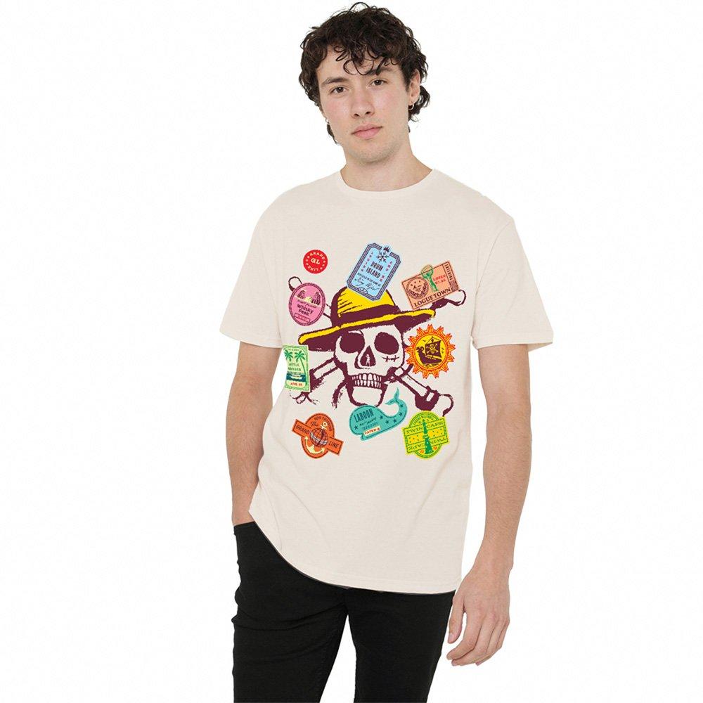 Beige - One Piece - One Piece Skull Travel Stickers T-Shirt Natural - 1