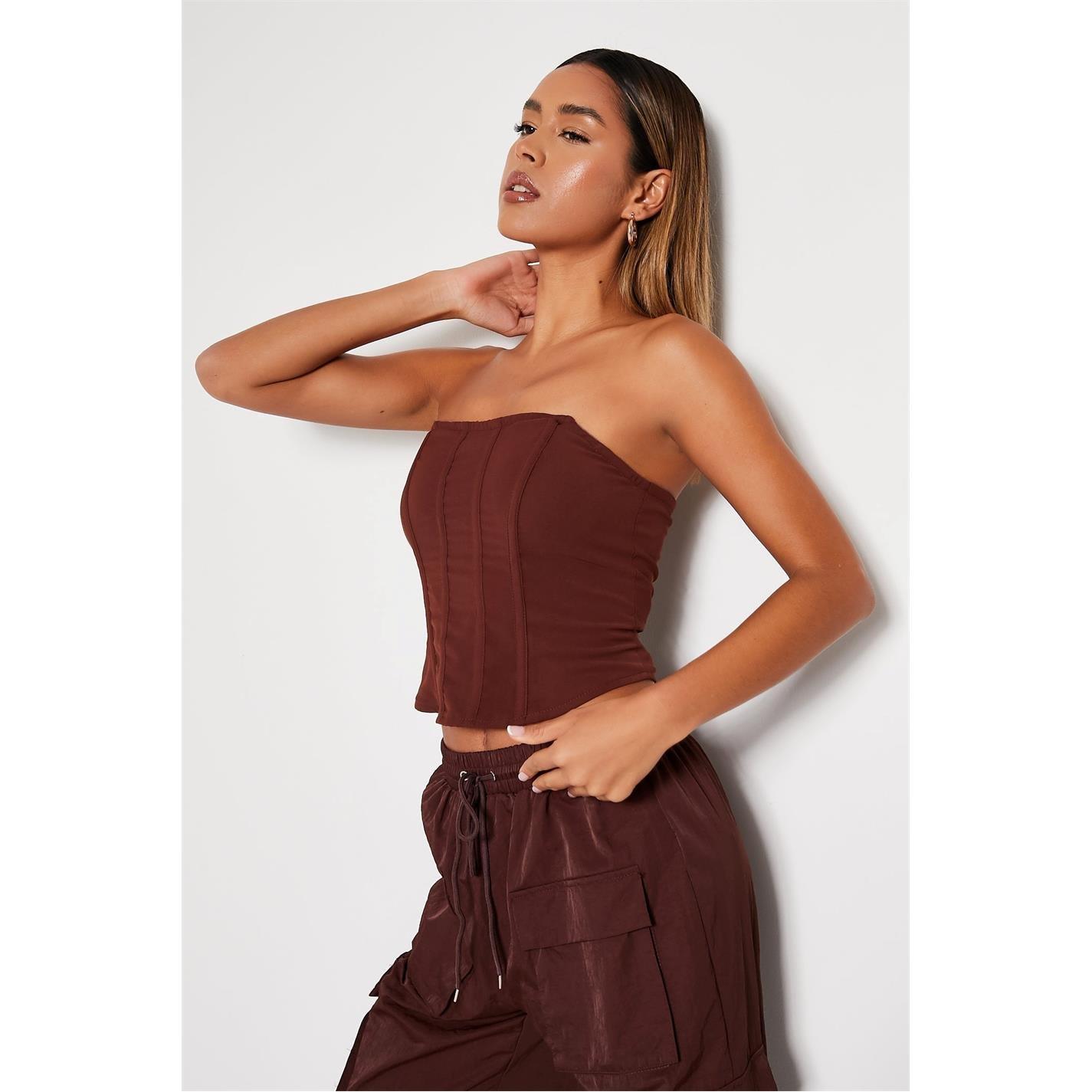 Brown - I Saw It First - ISAWITFIRST Bandeau Corset Top - 1