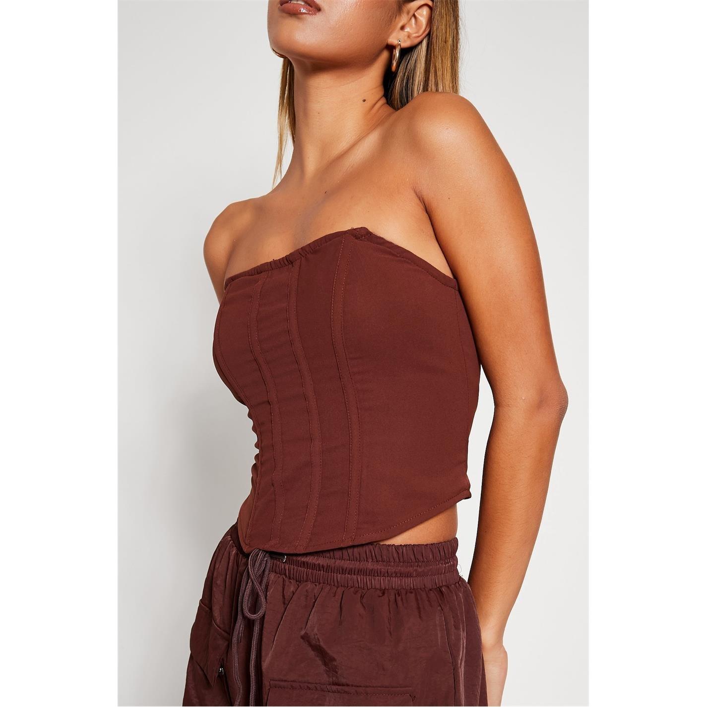 Brown - I Saw It First - ISAWITFIRST Bandeau Corset Top - 5