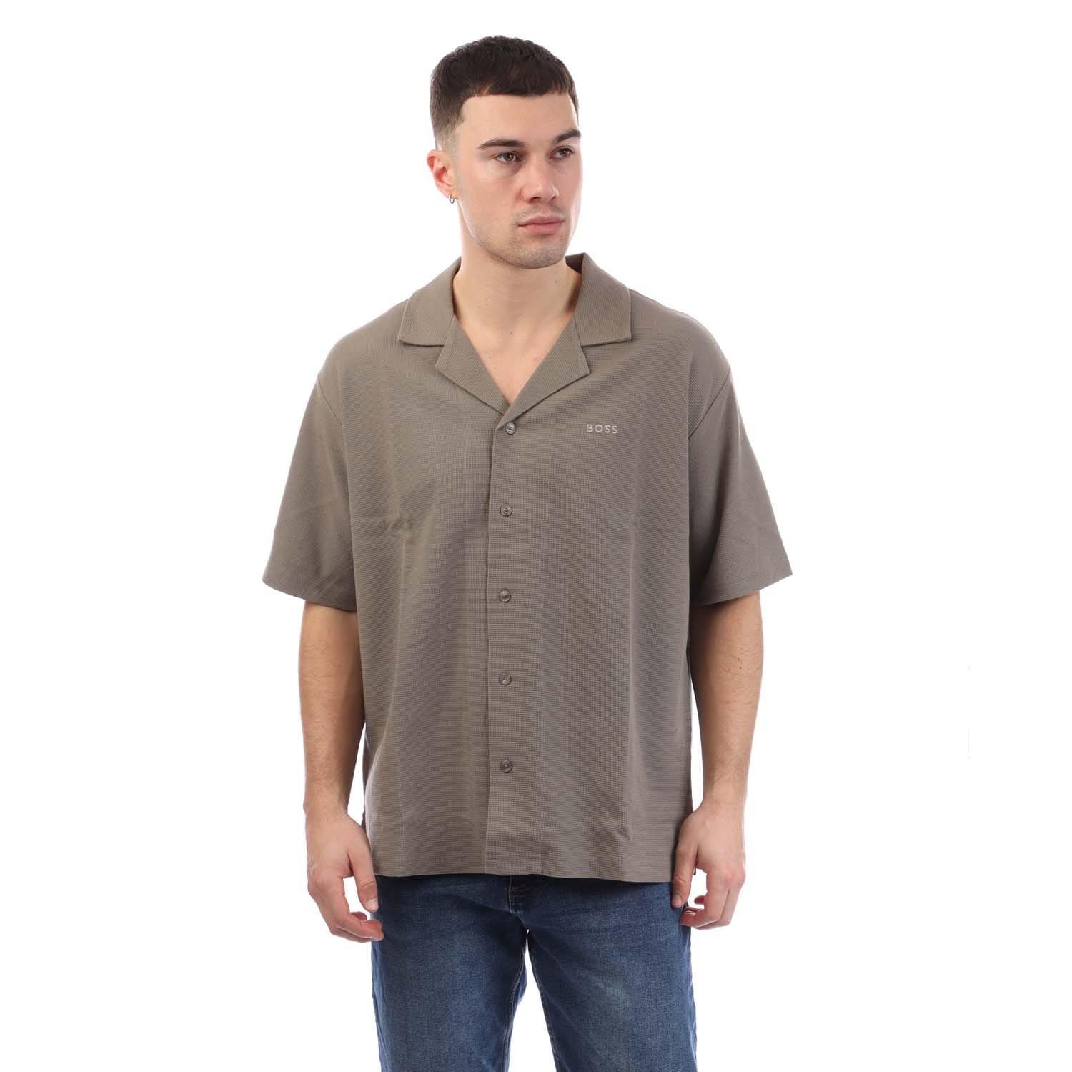 Beige - Boss - Boss Pe Waffleshirt 10270471 01 Oxford Shirt Mens - 1