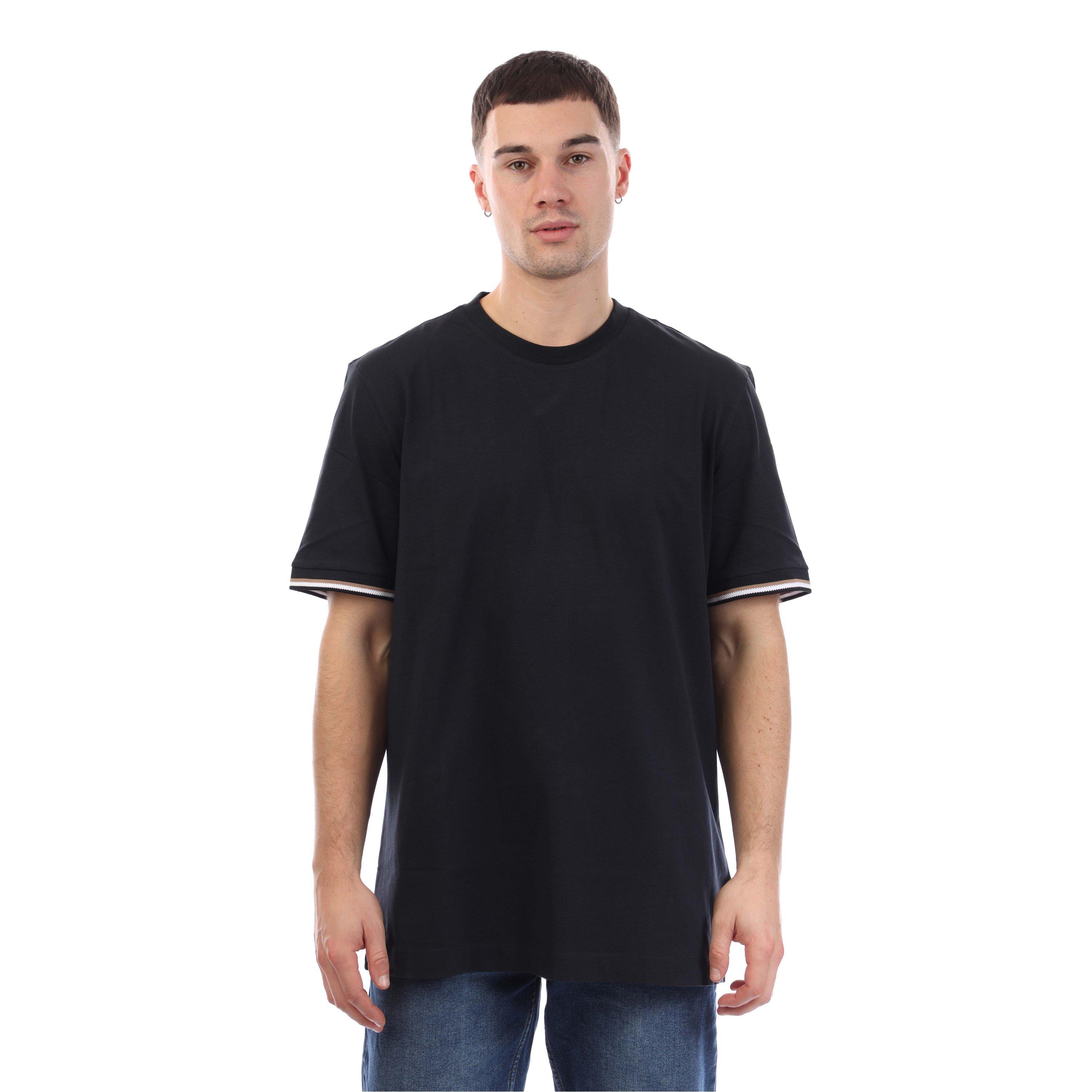 Dark Blue - Boss - Thompson Signature Stripe Cuffs T-Shirt - 1