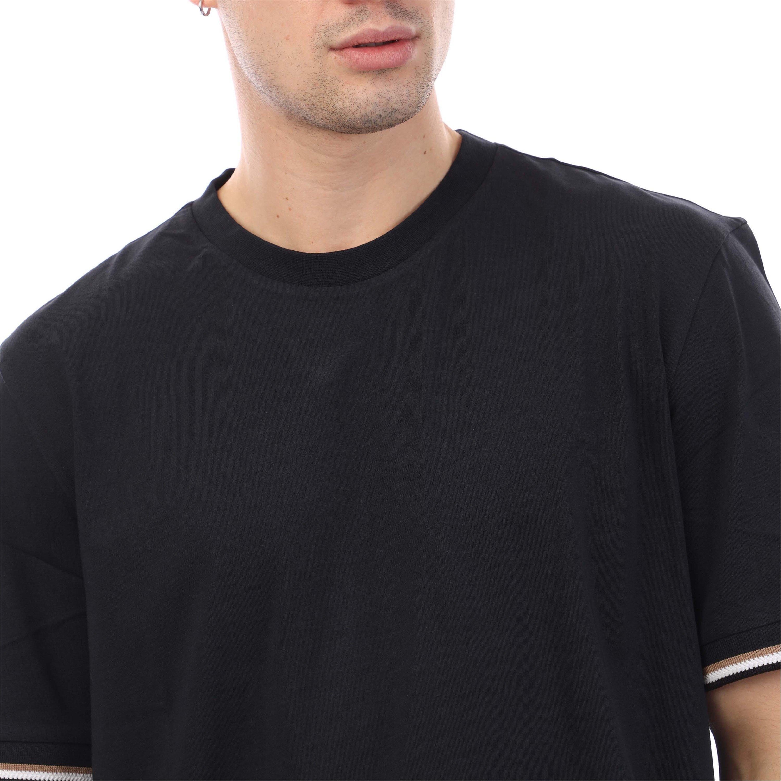 Dark Blue - Boss - Thompson Signature Stripe Cuffs T-Shirt - 2