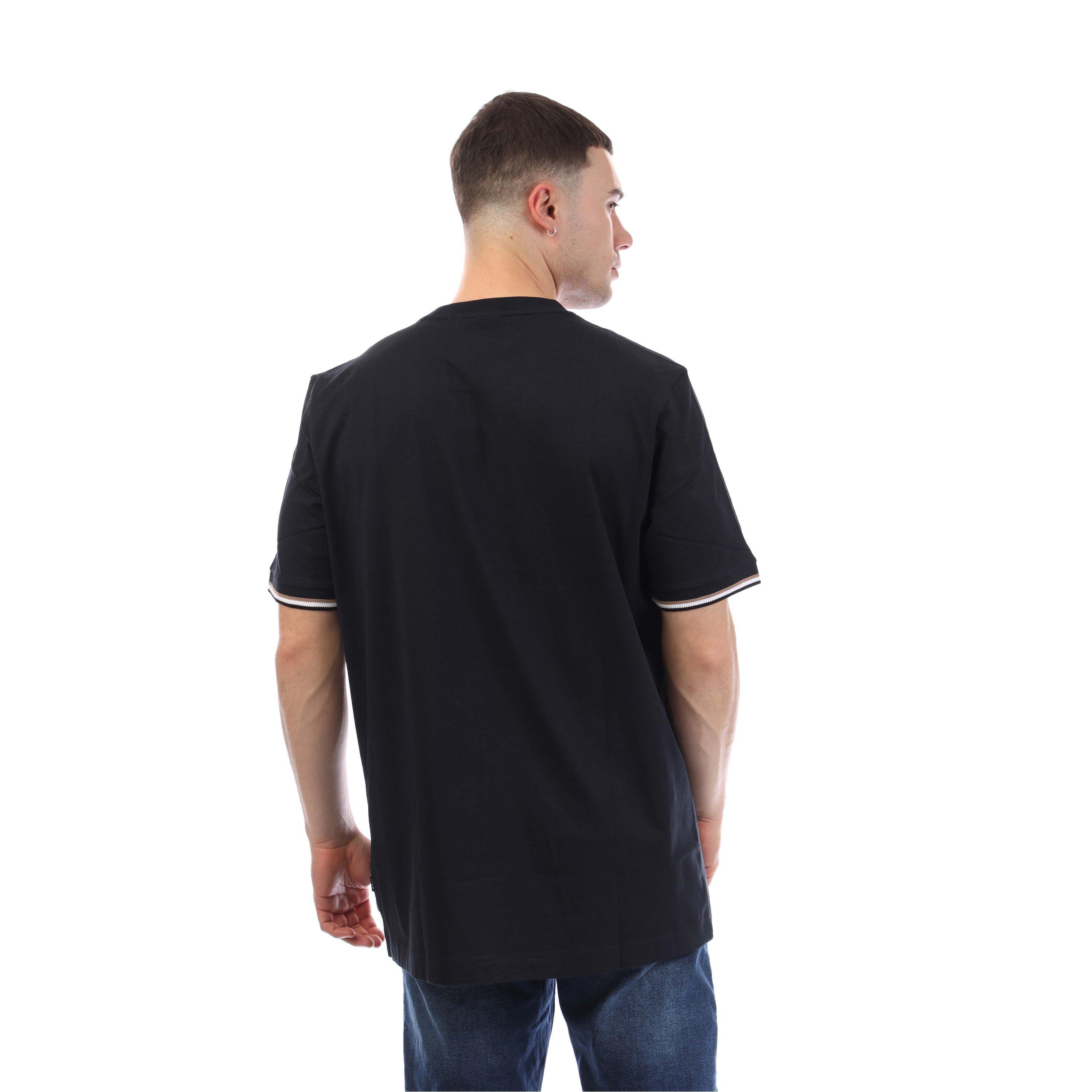 Dark Blue - Boss - Thompson Signature Stripe Cuffs T-Shirt - 3