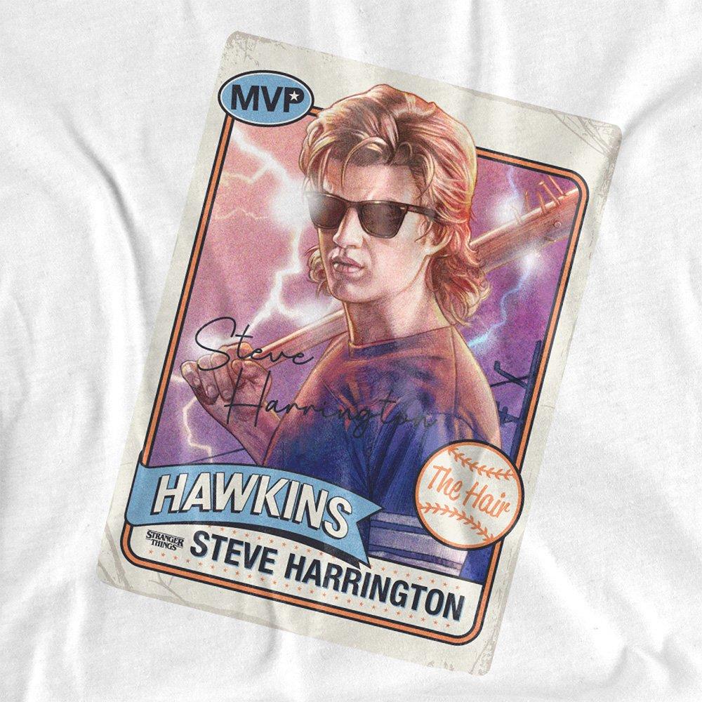 White - Stranger Things - Stranger Things Steve Harrington Hair T-Shirt Whi - 2