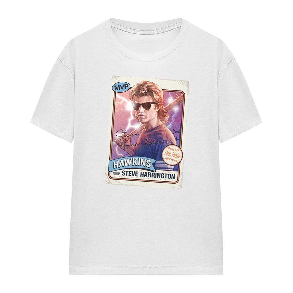 White - Stranger Things - Stranger Things Steve Harrington Hair T-Shirt Whi - 4