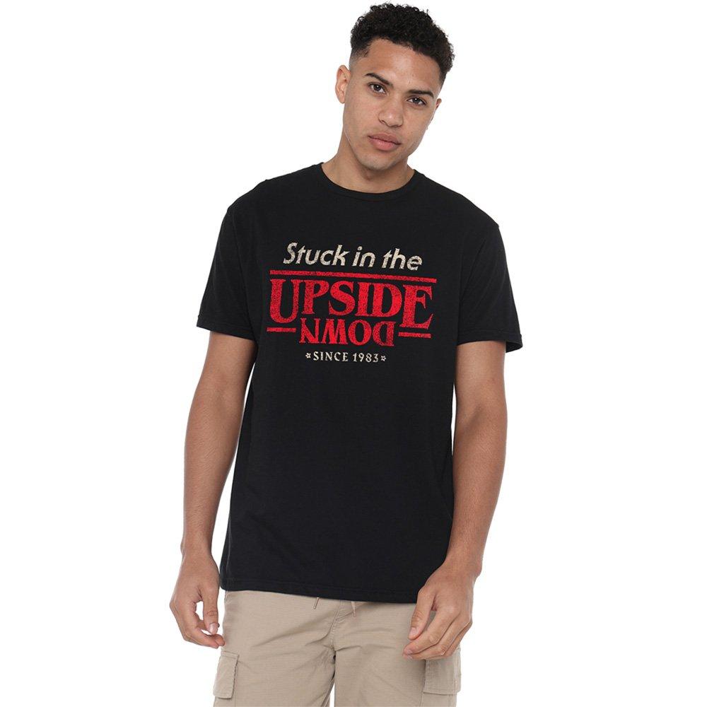 Black - Stranger Things - Stranger Things Upside Down Slogan T-Shirt Black - 1