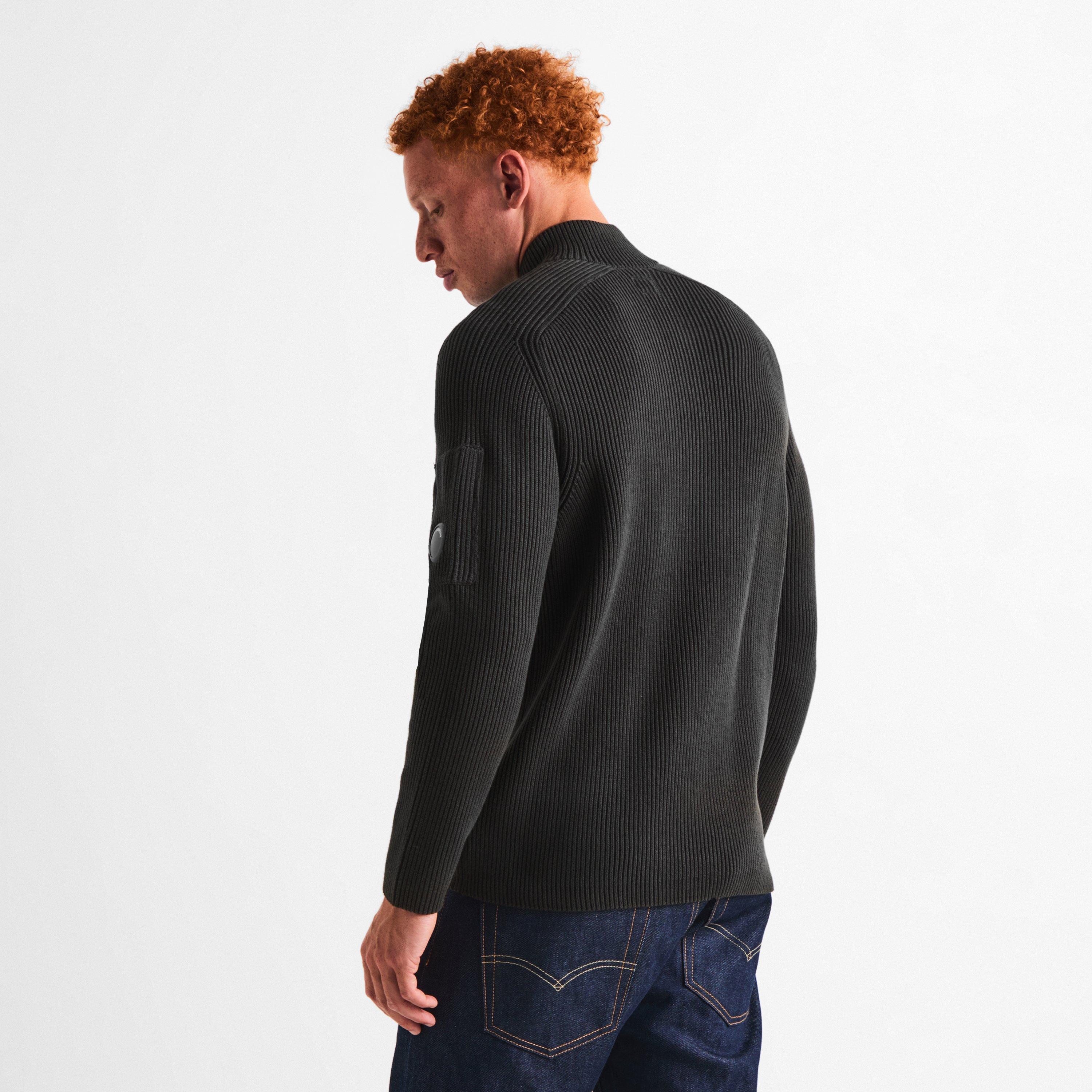 Raven 985 - CP Company - Men's Cotton Ribbed 1/4 Zip Knitted Top - 4