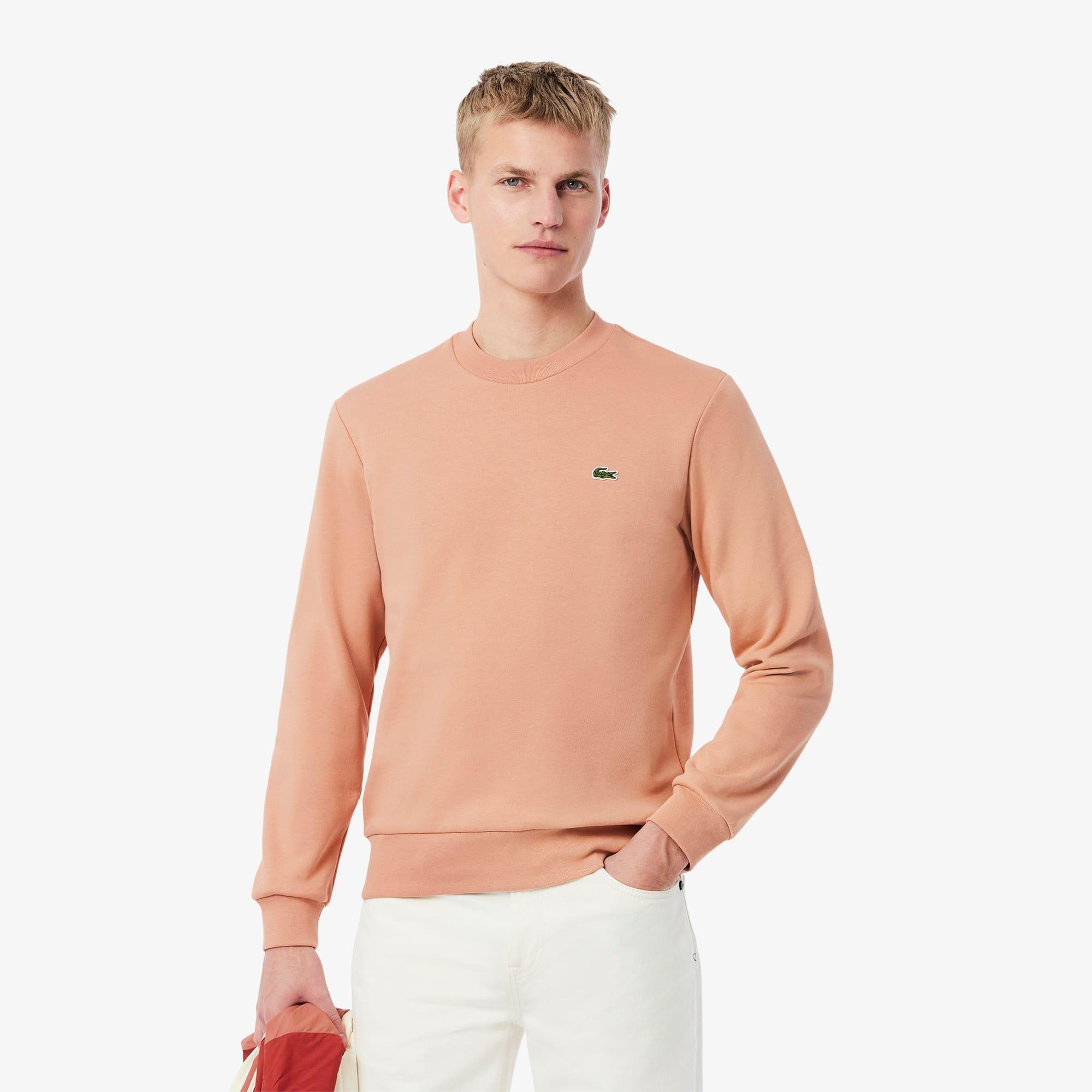 Orange - Lacoste - Fleece Crew Neck Sweatshirt - 2