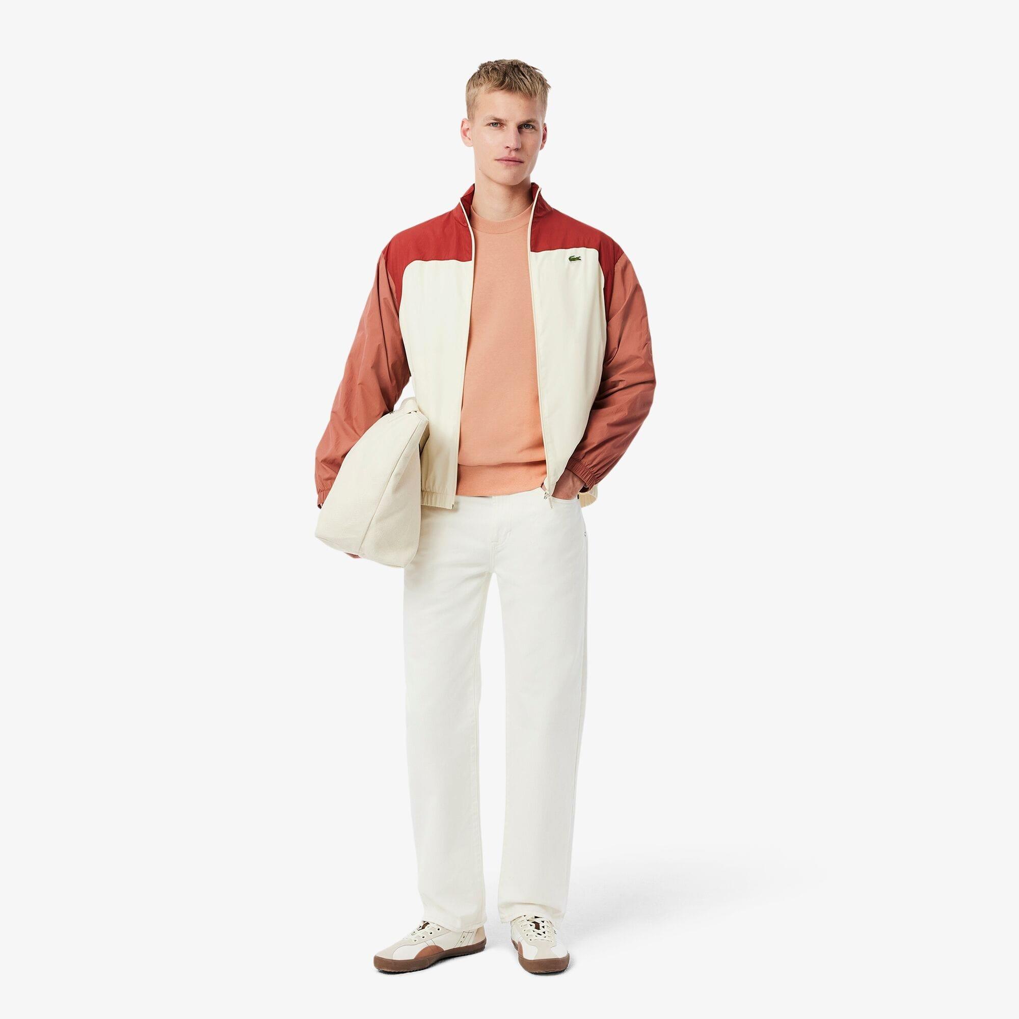 Orange - Lacoste - Fleece Crew Neck Sweatshirt - 4