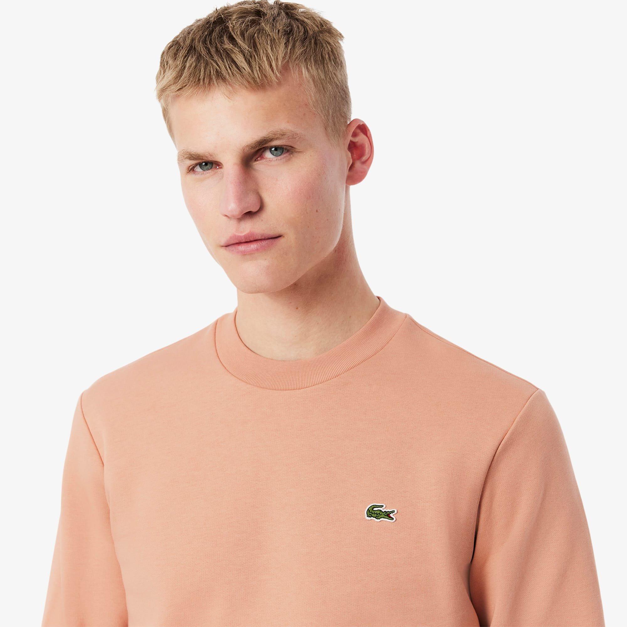 Orange - Lacoste - Fleece Crew Neck Sweatshirt - 5