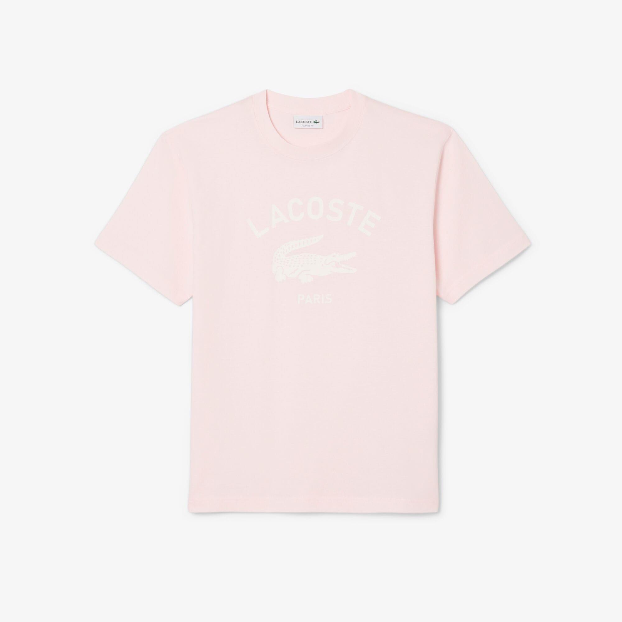 Pink - Lacoste - Signature Print Cotton T-Shirt - 1