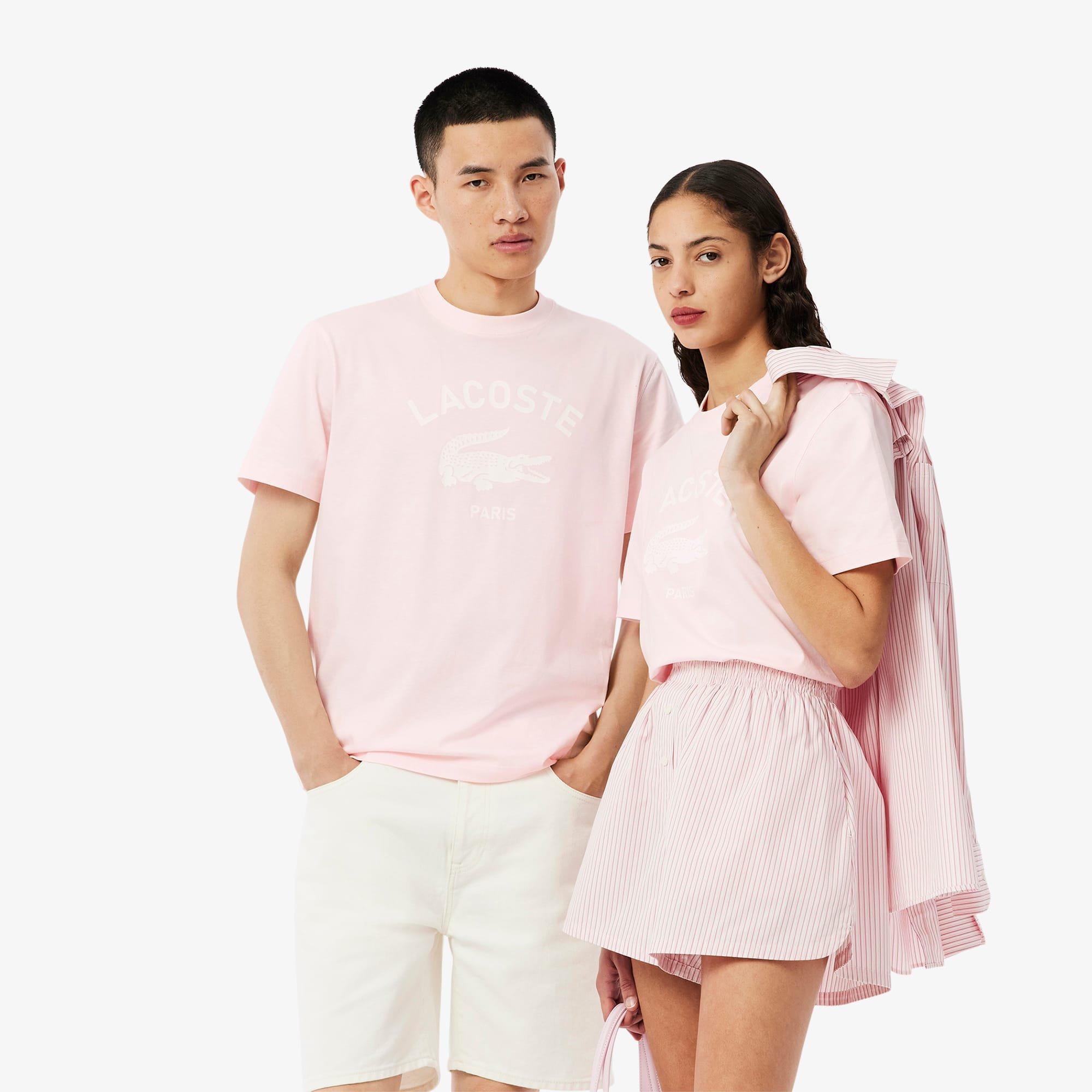 Pink - Lacoste - Signature Print Cotton T-Shirt - 2