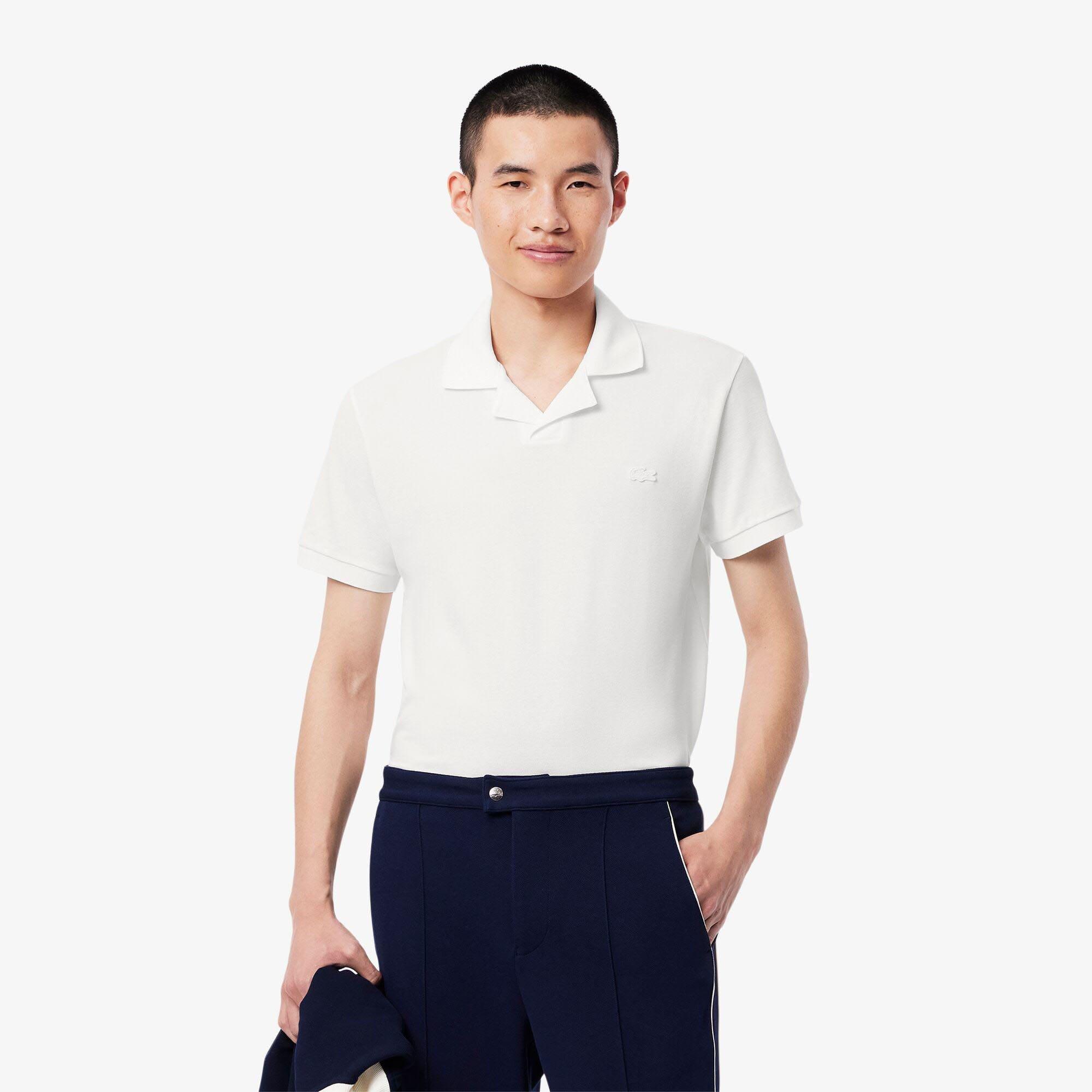 White - Lacoste - Classic Fit Open Neck Paris Polo Shirt - 2