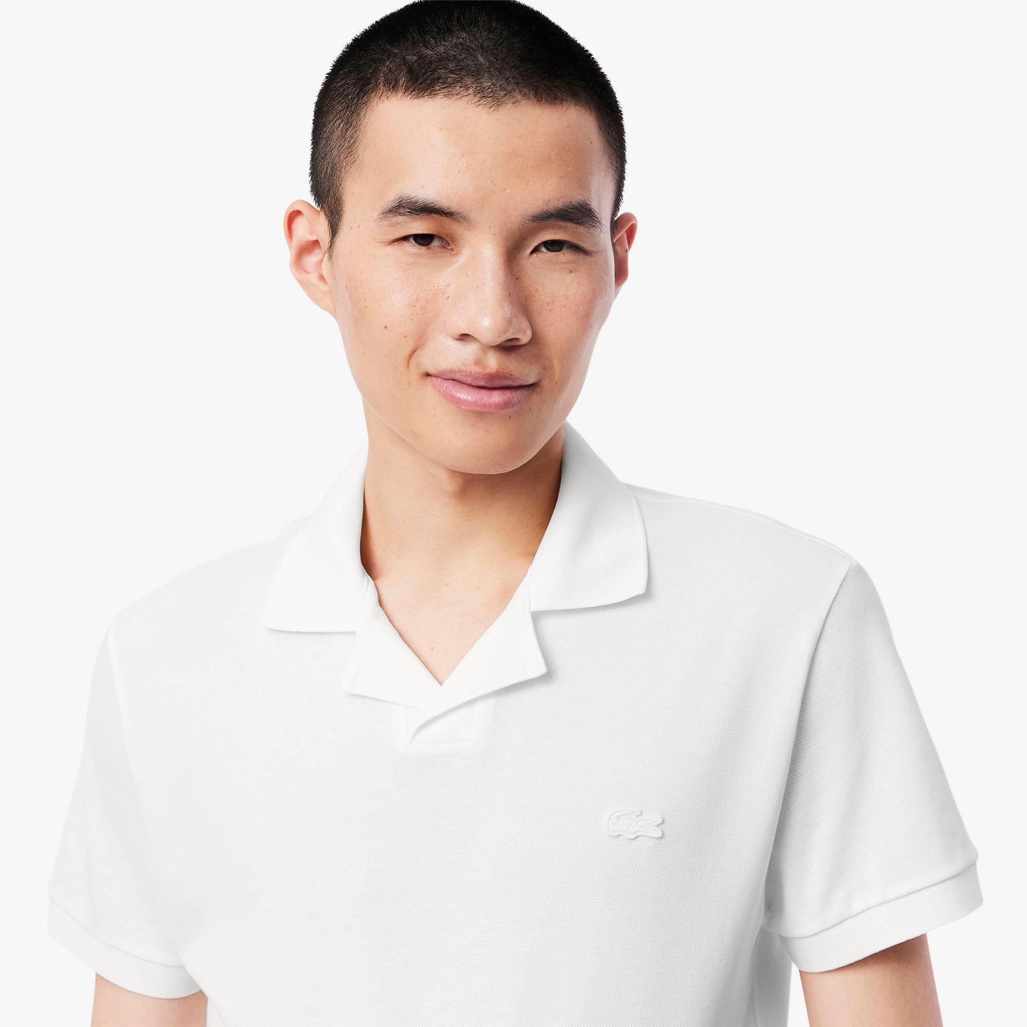 White - Lacoste - Classic Fit Open Neck Paris Polo Shirt - 5