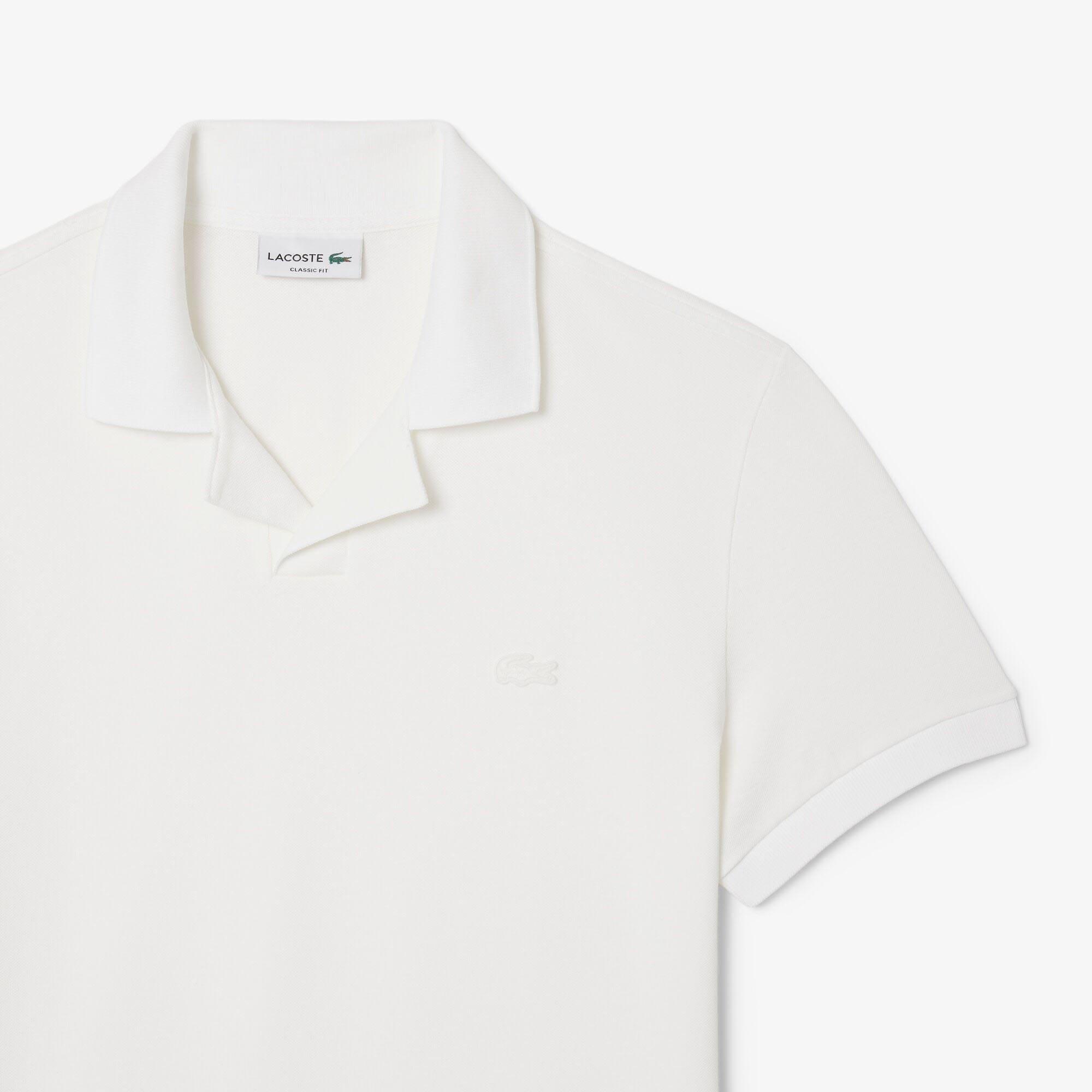 White - Lacoste - Classic Fit Open Neck Paris Polo Shirt - 6
