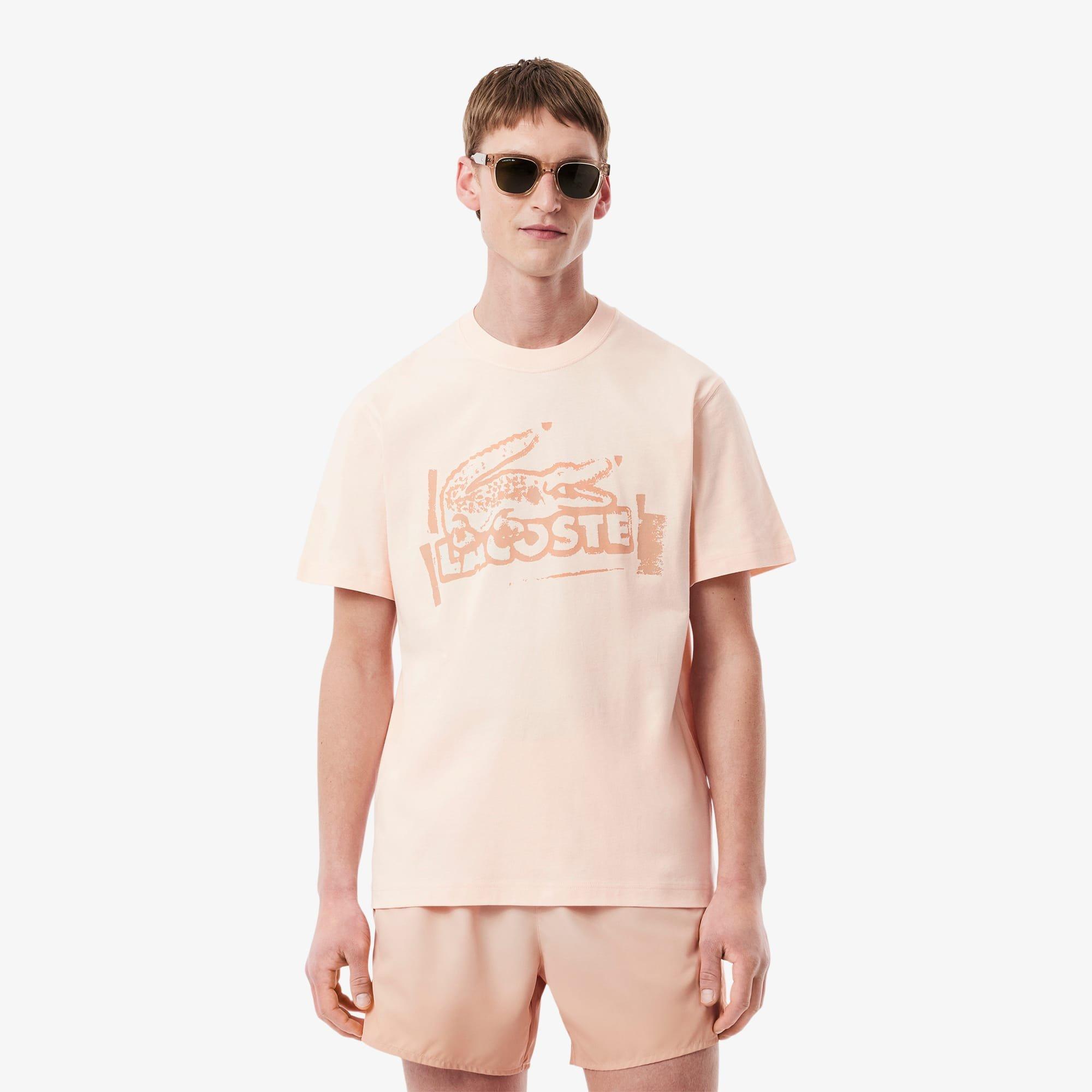 Orange - Lacoste - Printed Cotton Jersey T-Shirt - 2