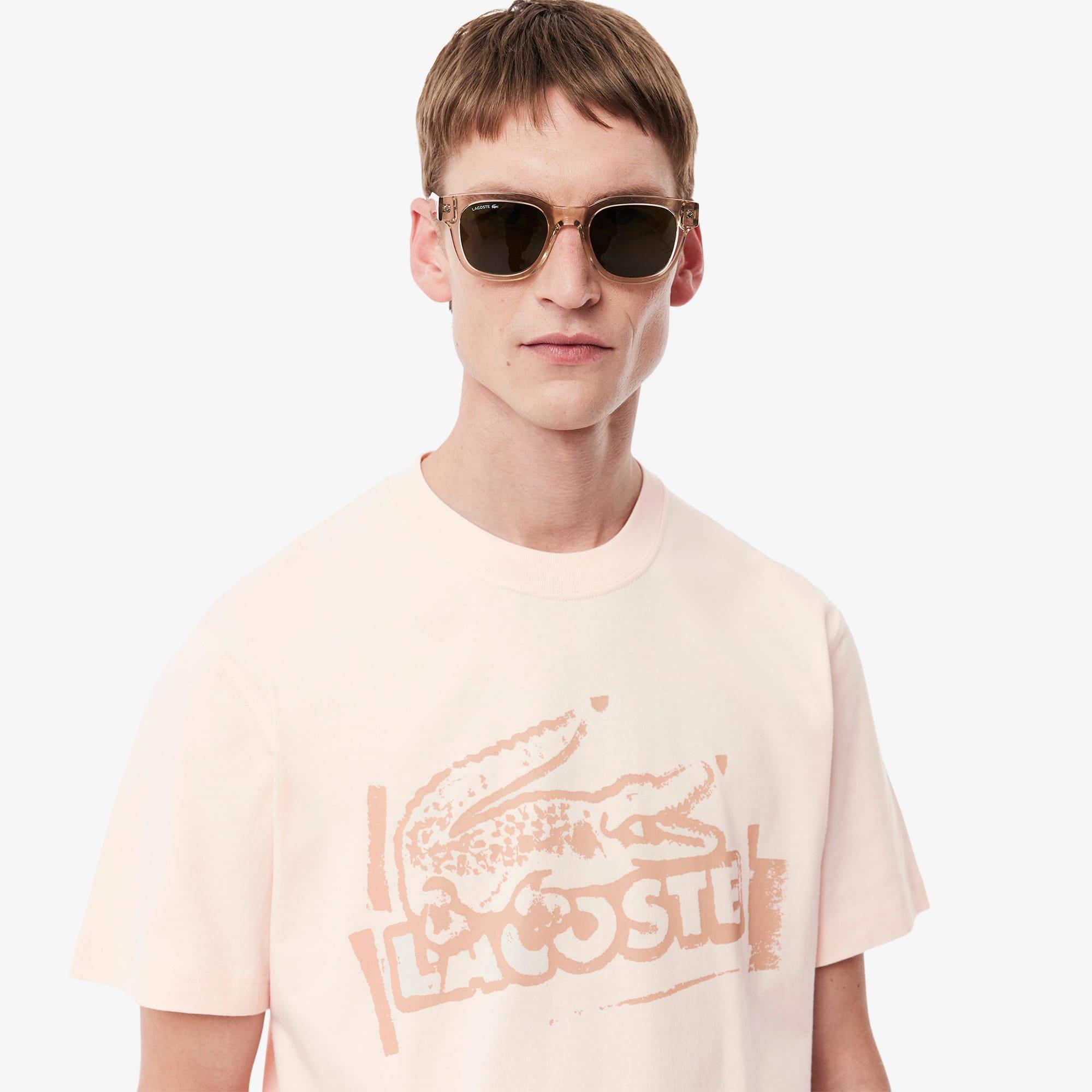 Orange - Lacoste - Printed Cotton Jersey T-Shirt - 5