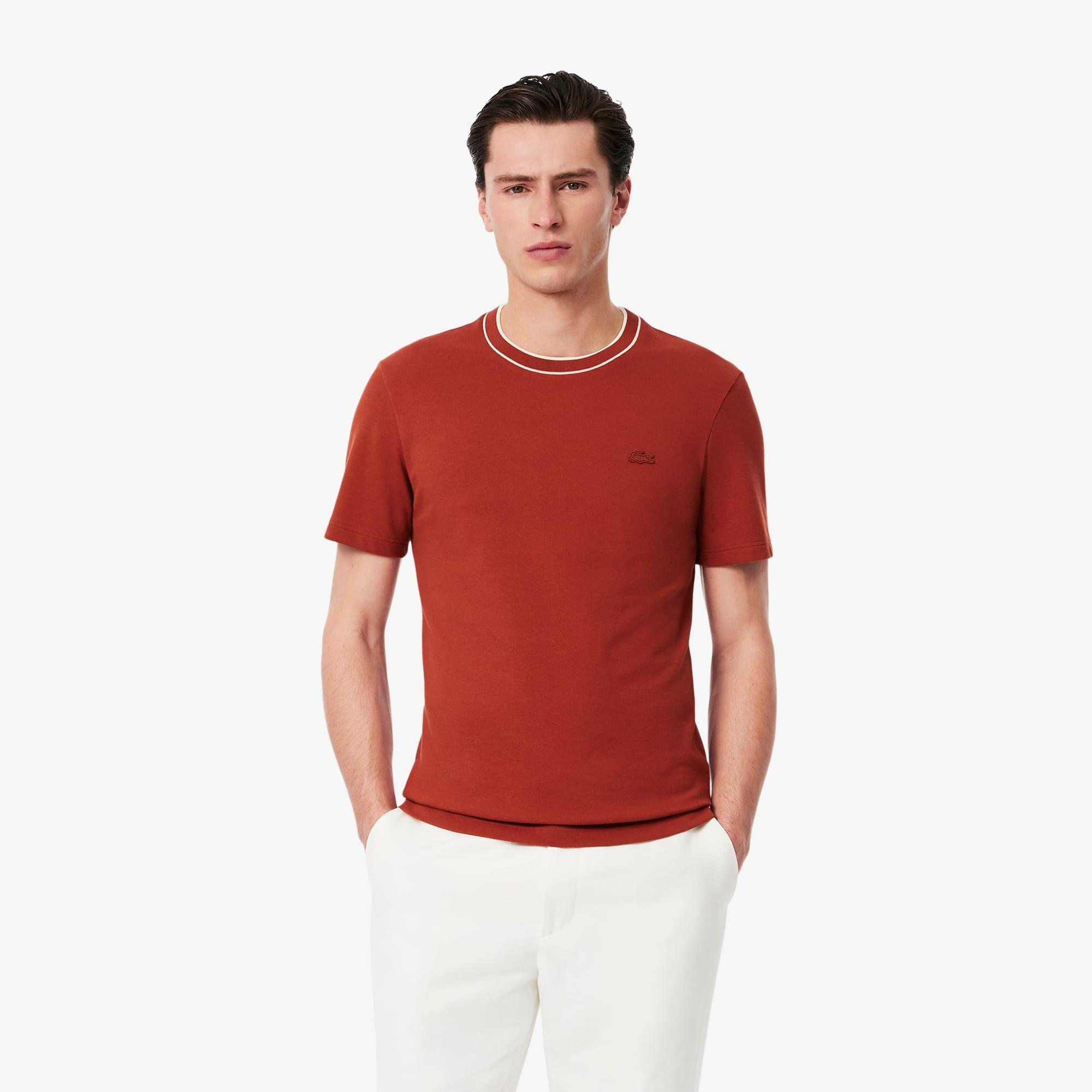 Red - Lacoste - Stretch Pique Stripe Collared T-Shirt - 2
