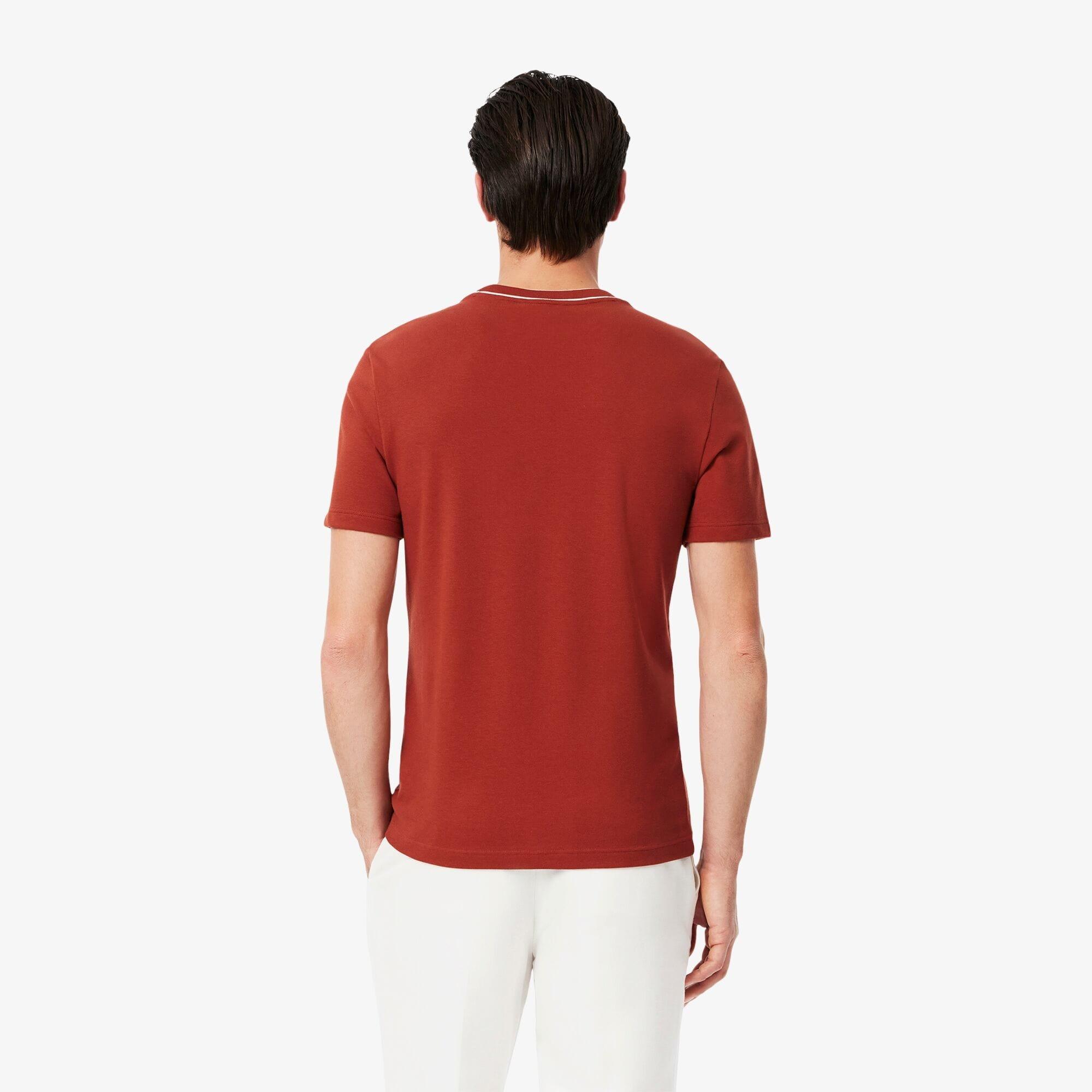 Red - Lacoste - Stretch Pique Stripe Collared T-Shirt - 3