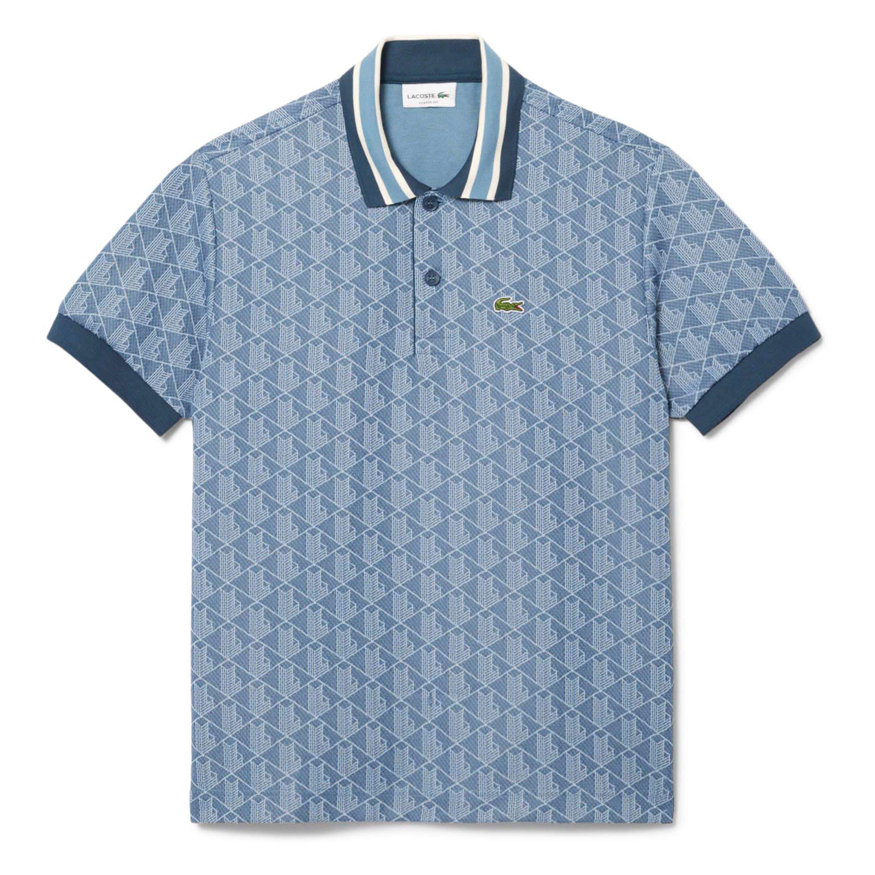 Blue - Lacoste - Classic-Fit Monogram Jacquard Polo Shirt - 1