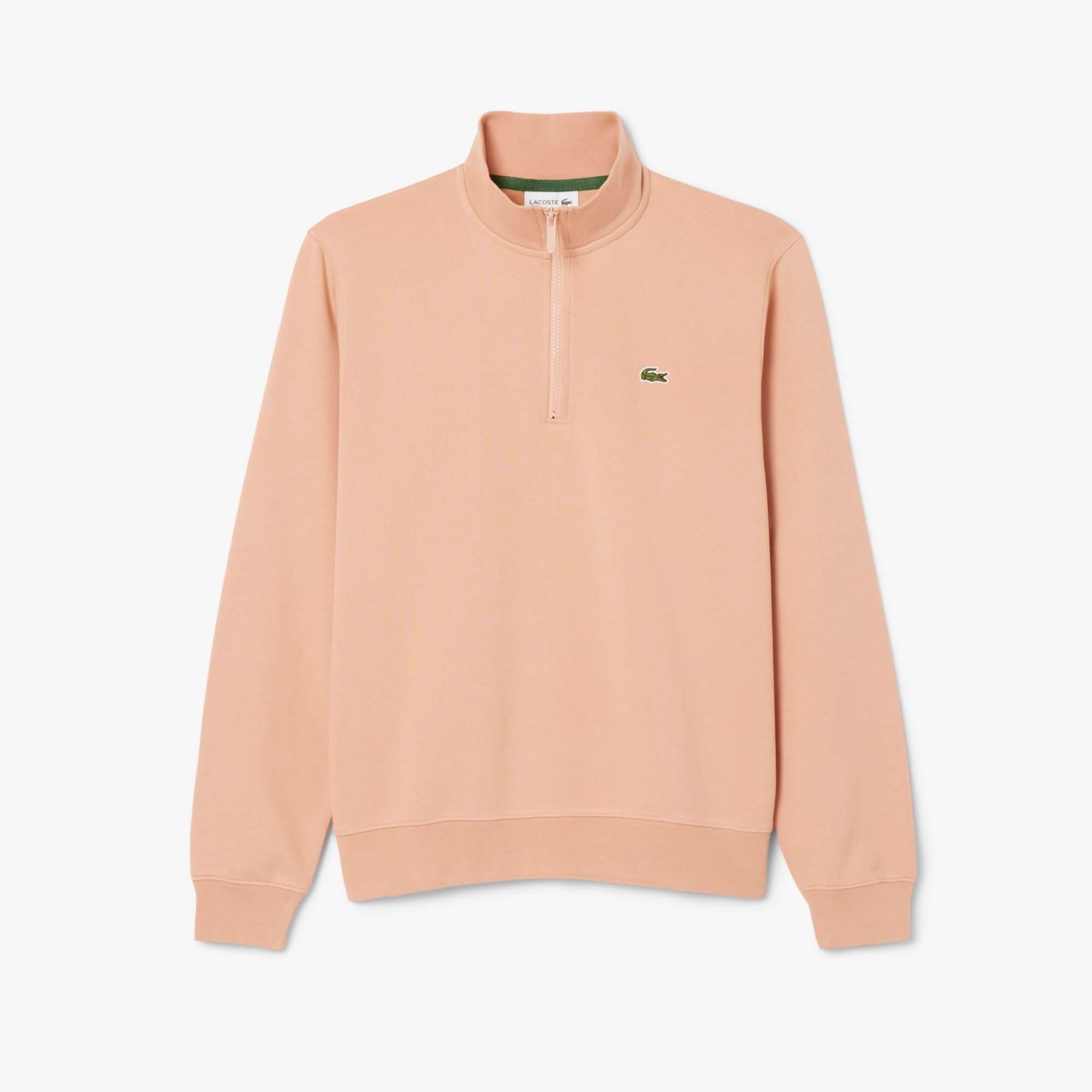 Orange - Lacoste - High Neck Zipped Fleece Sweatshirt - 1