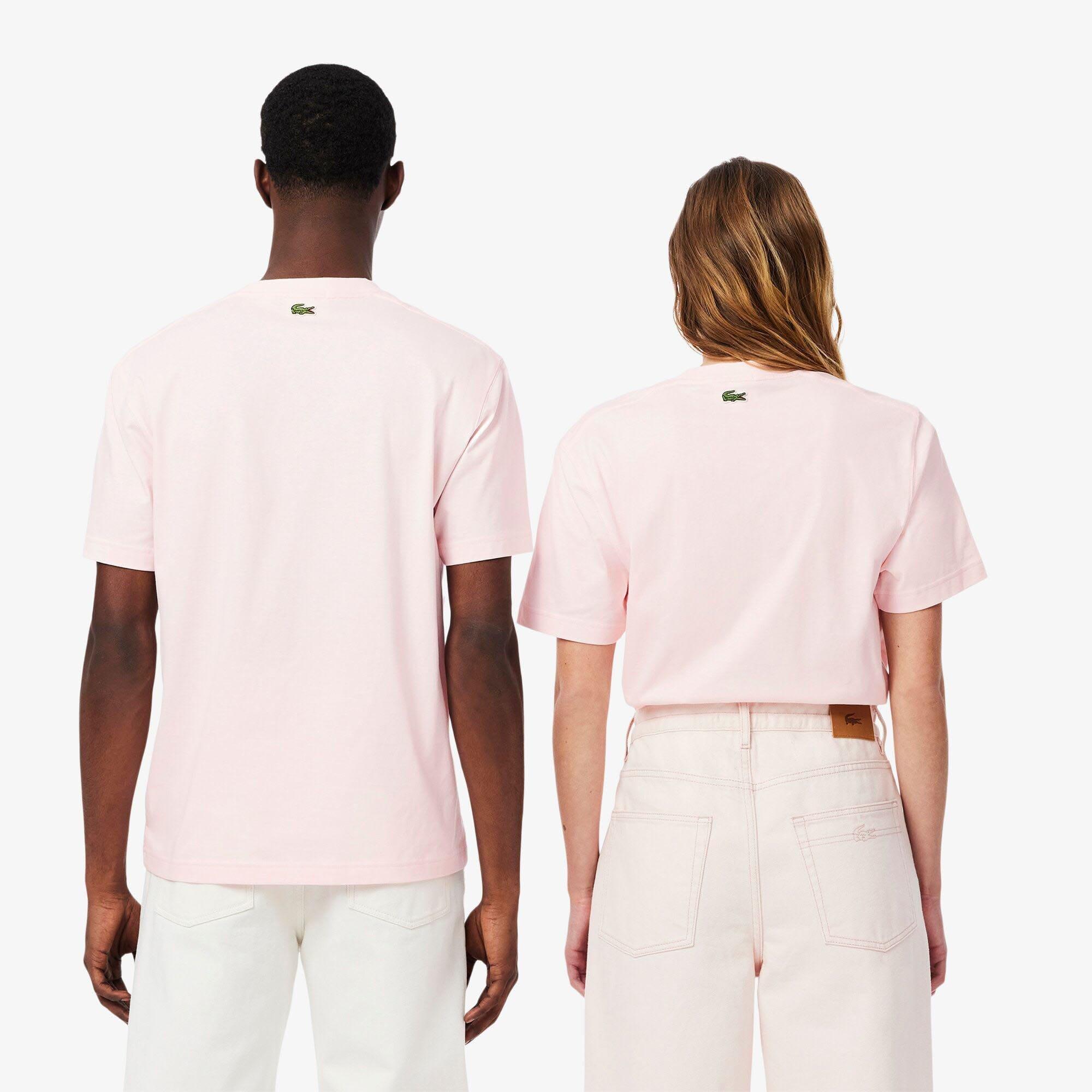Pink - Lacoste - Signature Print Cotton T-Shirt - 3