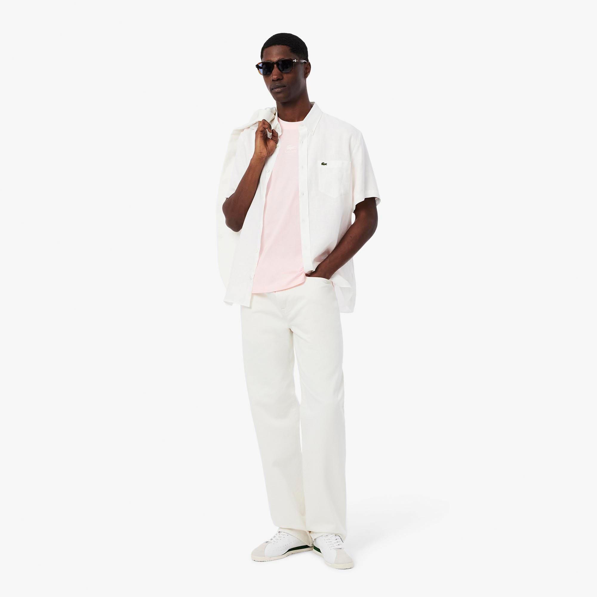 Pink - Lacoste - Signature Print Cotton T-Shirt - 6