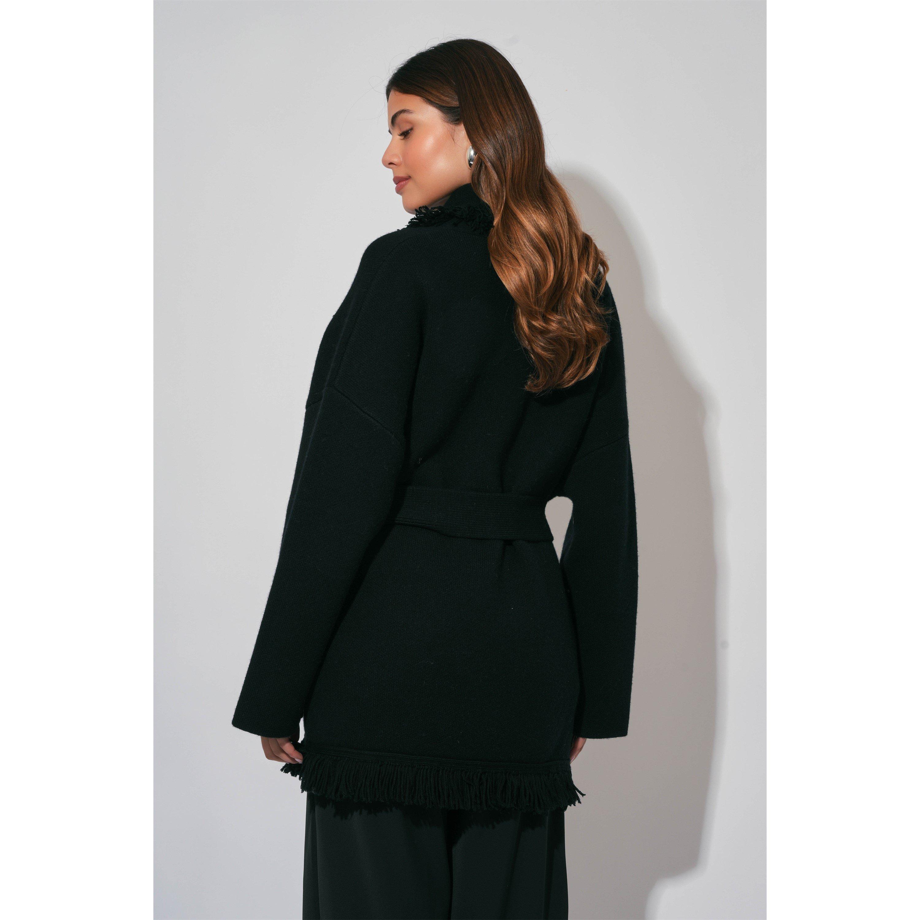 Black - Odd Muse - Odd Mus Fringe Cardi Ld63 - 2