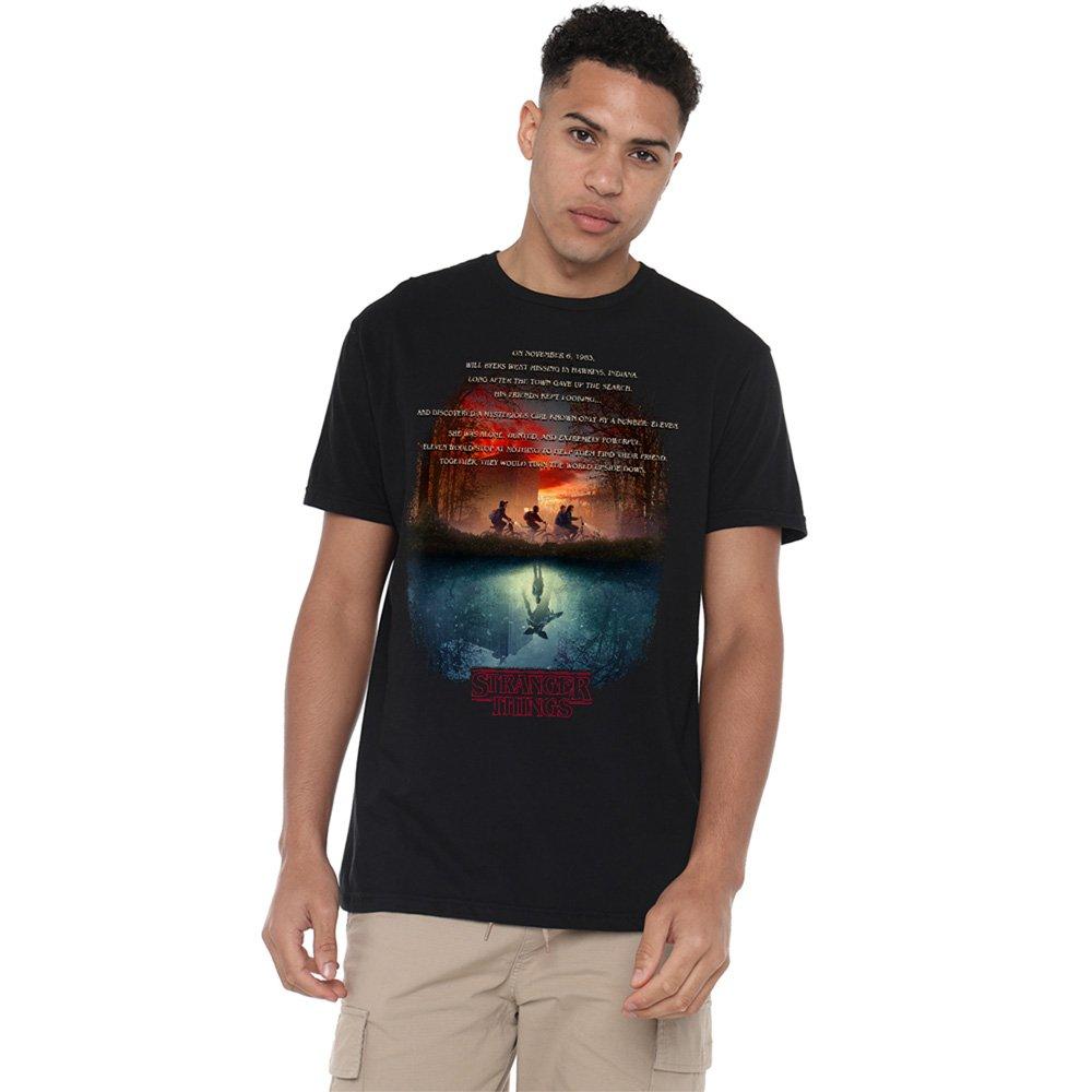 Black - Stranger Things - Stranger Things Upside Down Poster T-Shirt Black - 1