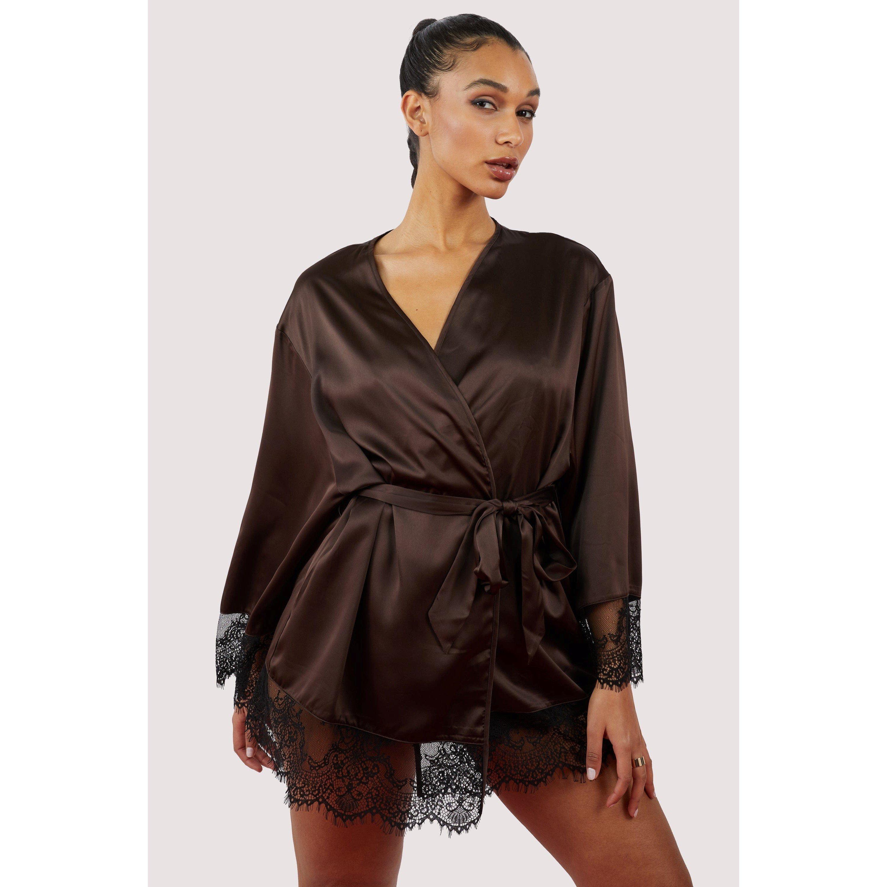 Chocolate - Wolf and Whistle - Alaia Chocolate Brown Caged Kimono - 2