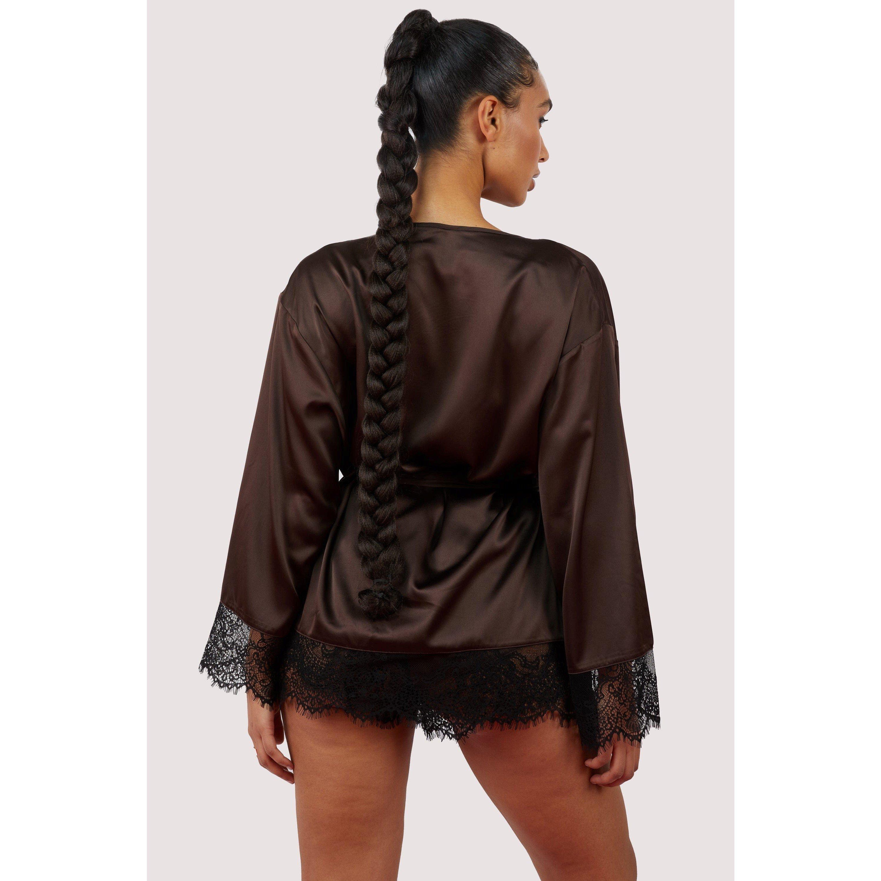 Chocolate - Wolf and Whistle - Alaia Chocolate Brown Caged Kimono - 3