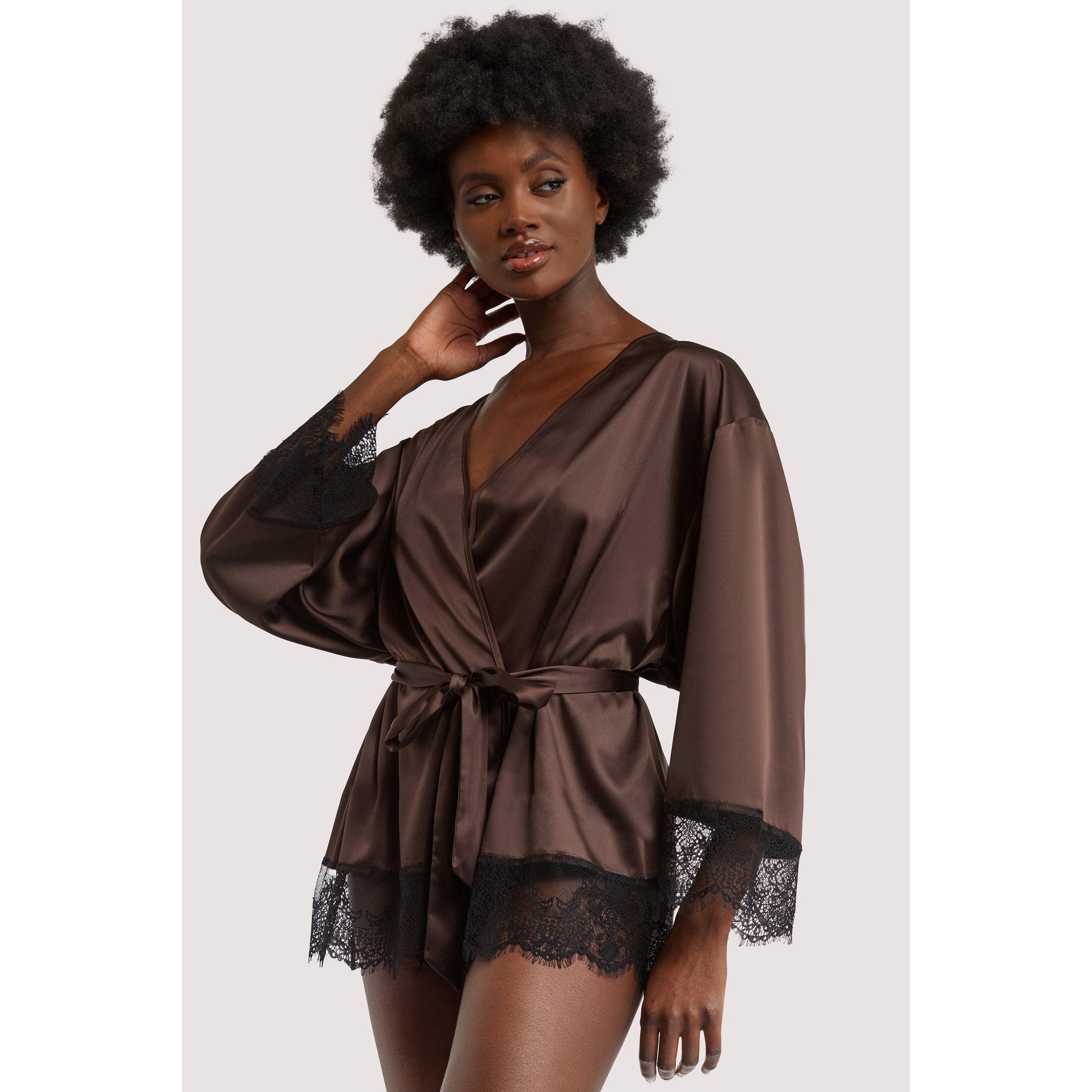 Chocolate - Wolf and Whistle - Alaia Chocolate Brown Caged Kimono - 4