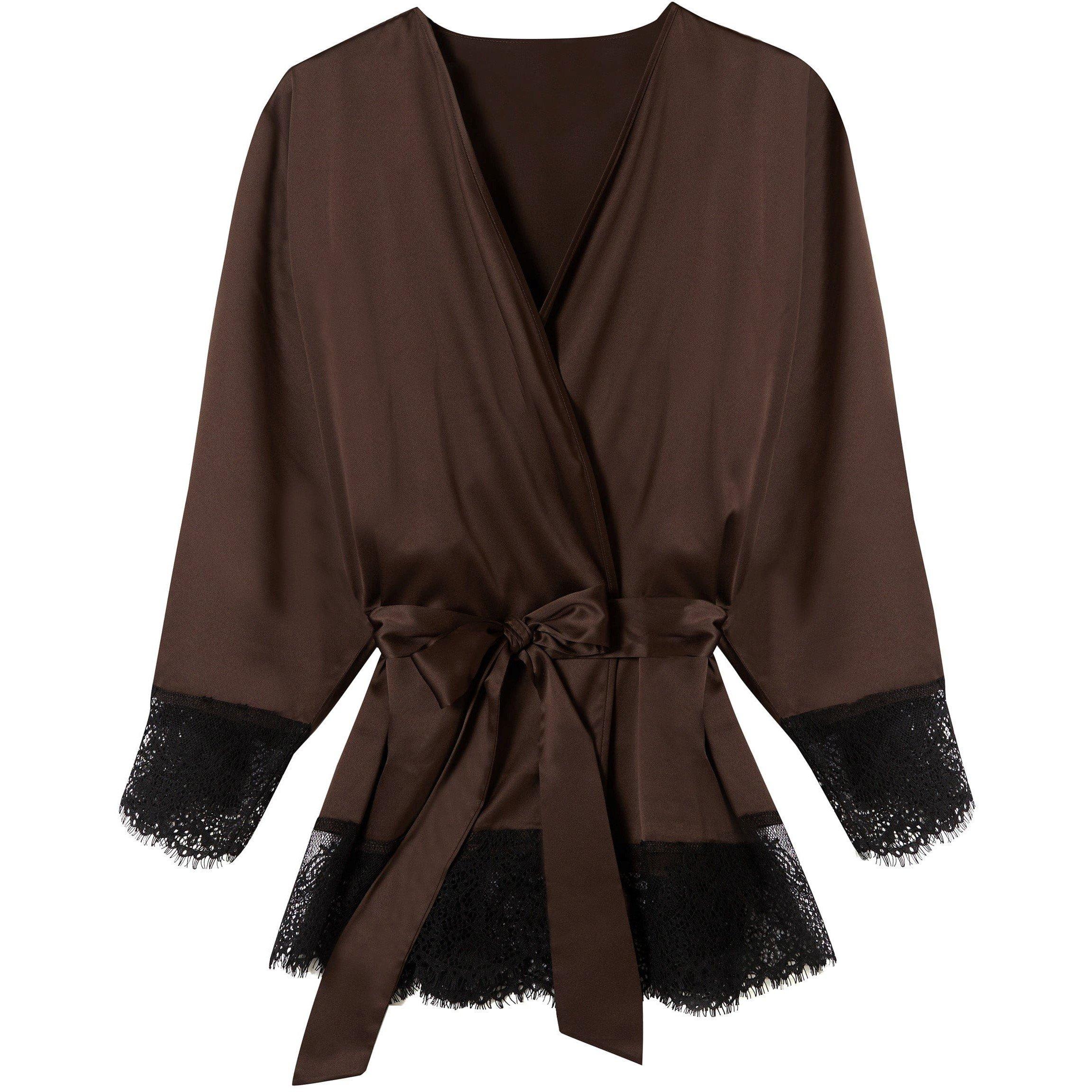 Chocolate - Wolf and Whistle - Alaia Chocolate Brown Caged Kimono - 5