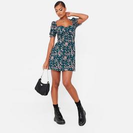 I Saw It First ISAWITFIRST Floral Print Puff Sleeve Mini Tea Dress