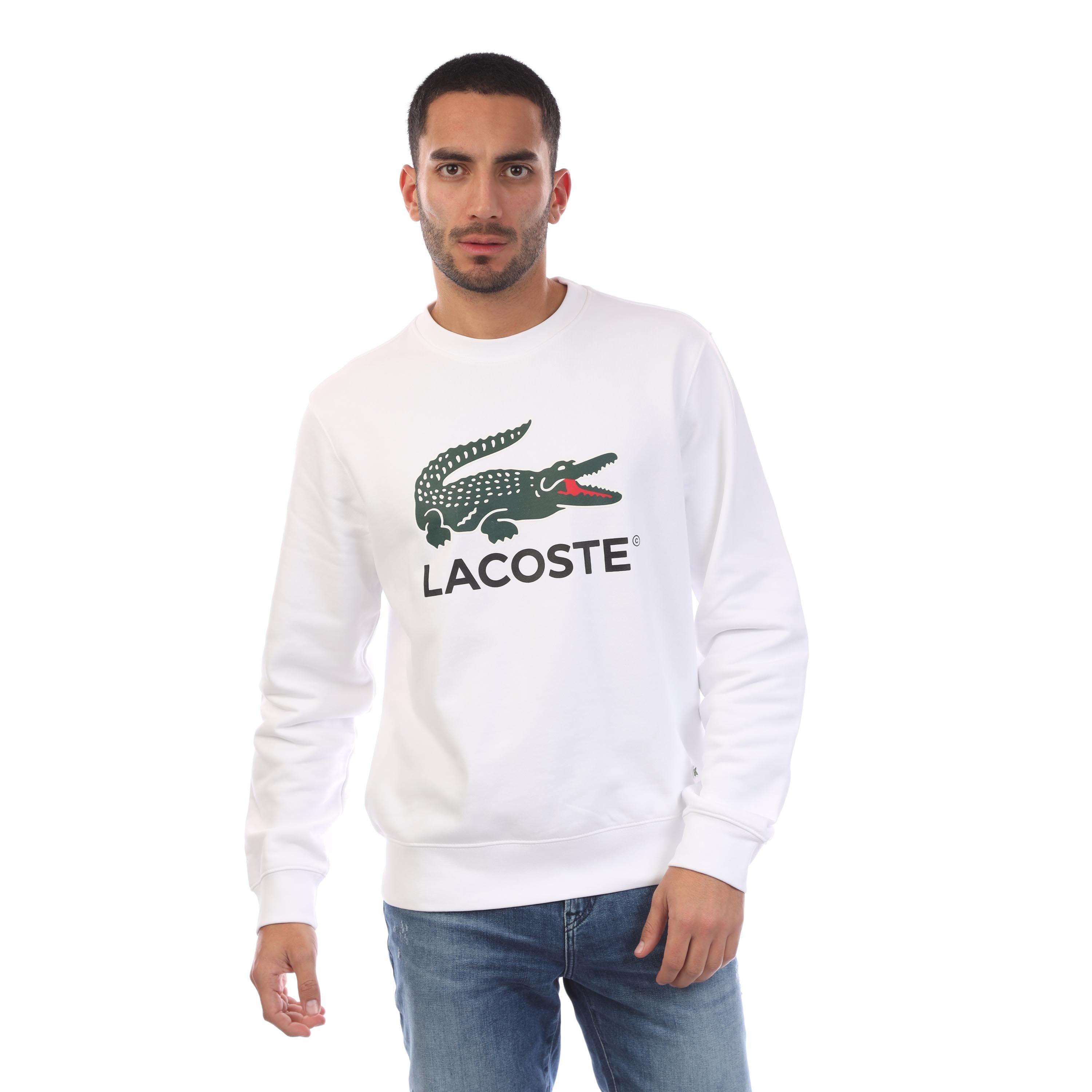 White - Lacoste - Fleece Crew Neck Sweatshirt - 1
