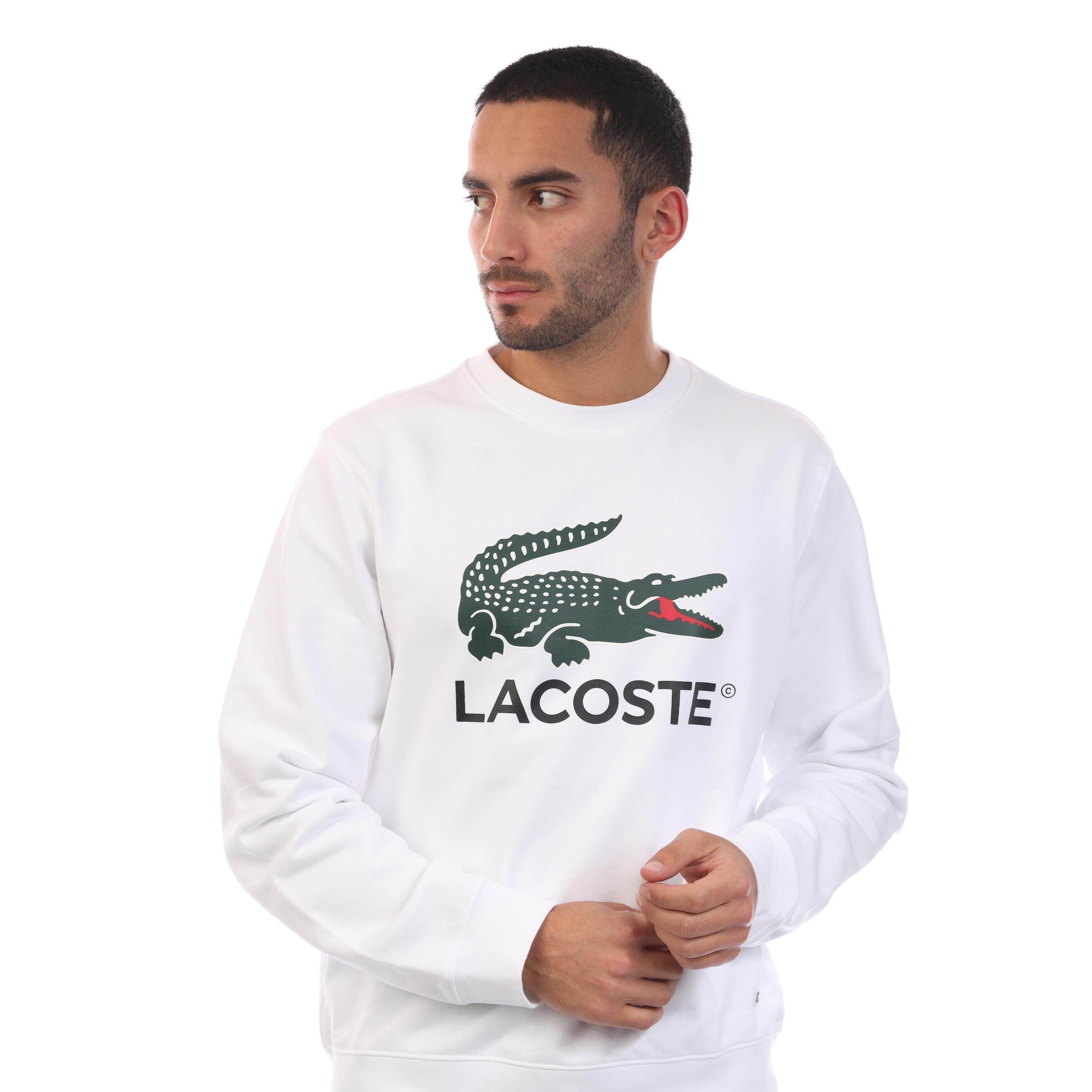 White - Lacoste - Fleece Crew Neck Sweatshirt - 2