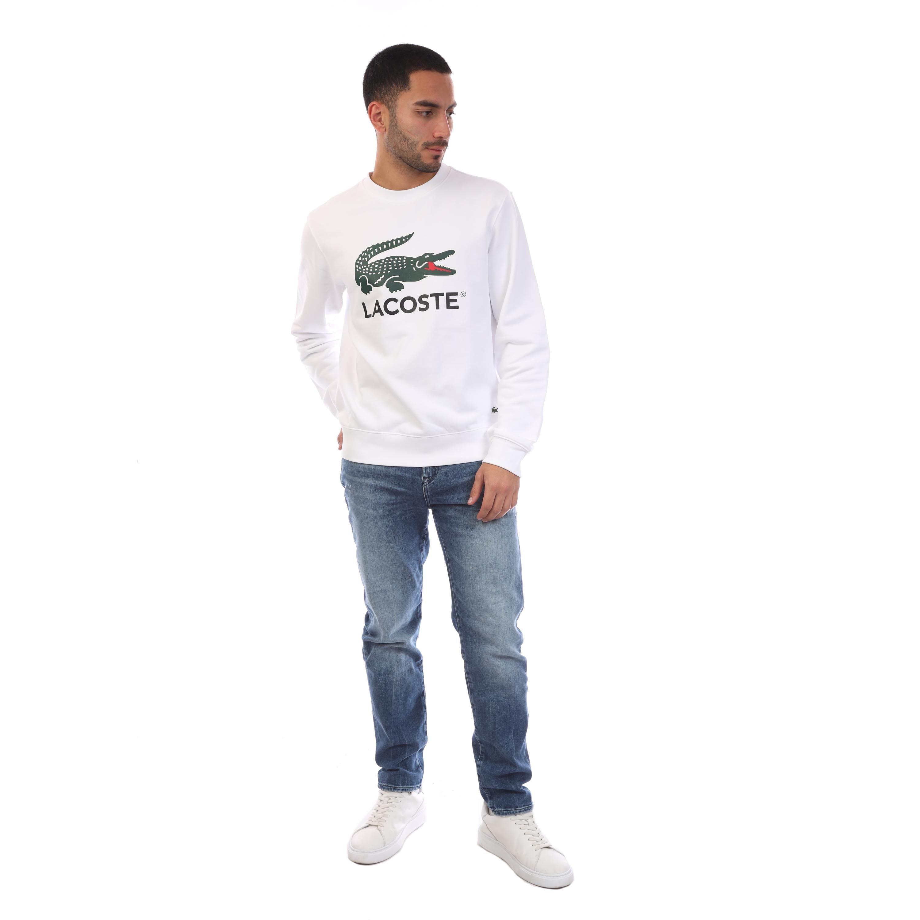 White - Lacoste - Fleece Crew Neck Sweatshirt - 3