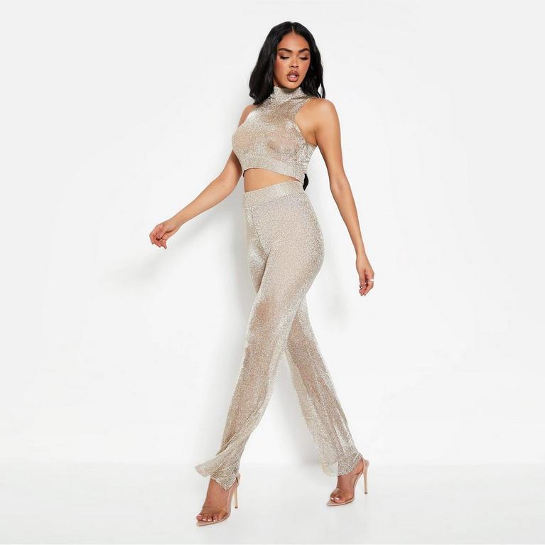 Metálico - I Saw It First - ISAWITFIRST Metallic Knitted Trousers Co-Ord - 1