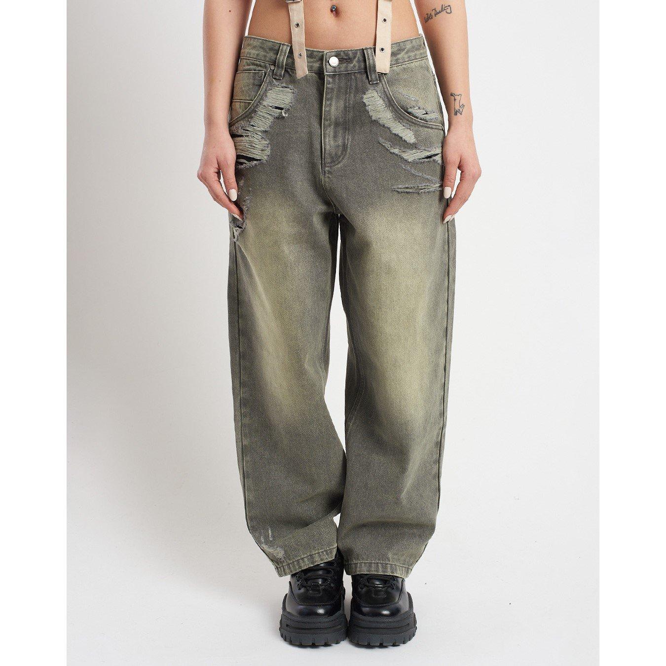 Grey - The Ragged Priest - Women's Crescent Biggie Wide Leg Jeans - 1
