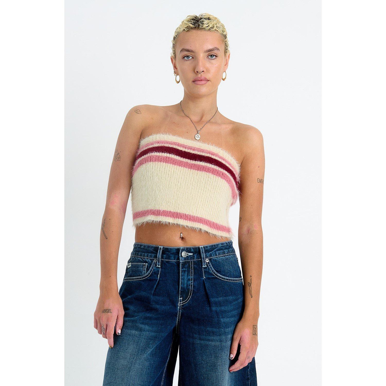 Ecru - The Ragged Priest - Women's Spin Knit Bandeau Top - 1