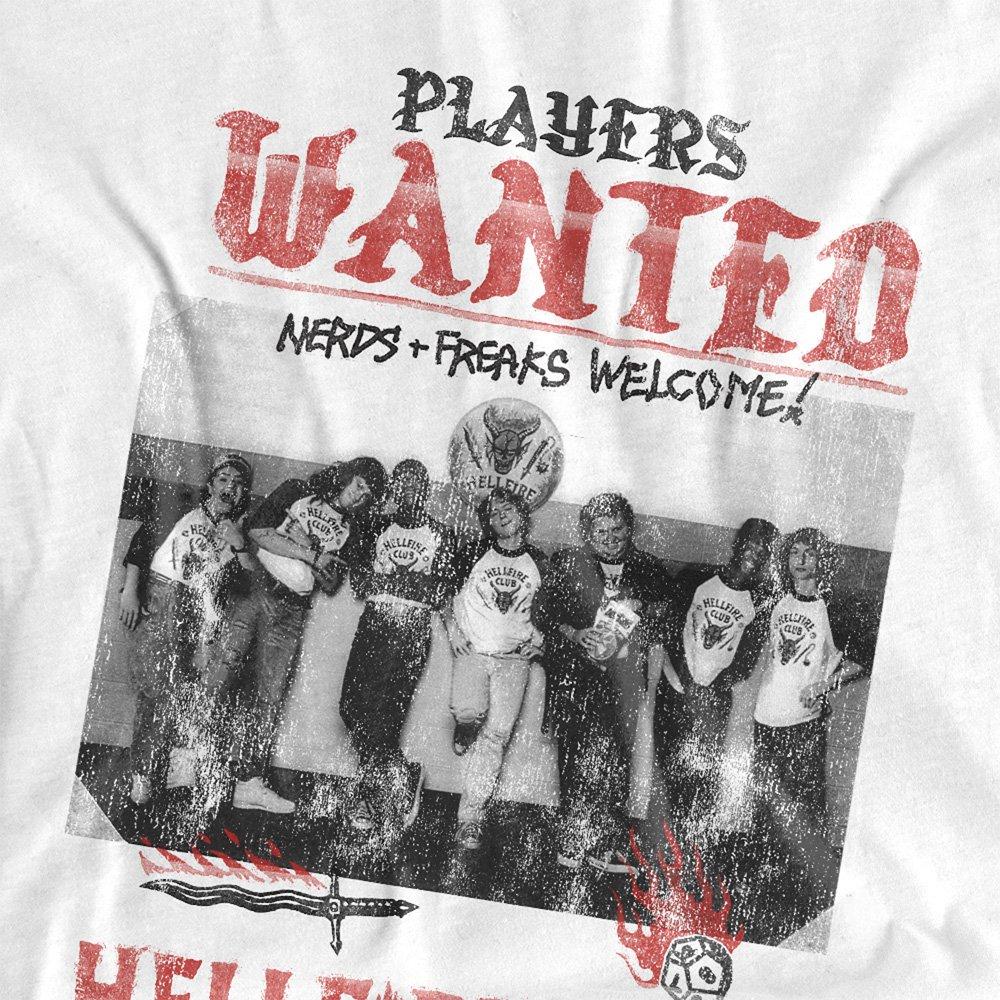 White - Stranger Things - Stranger Things Hellfire Wanted T-Shirt White - 3