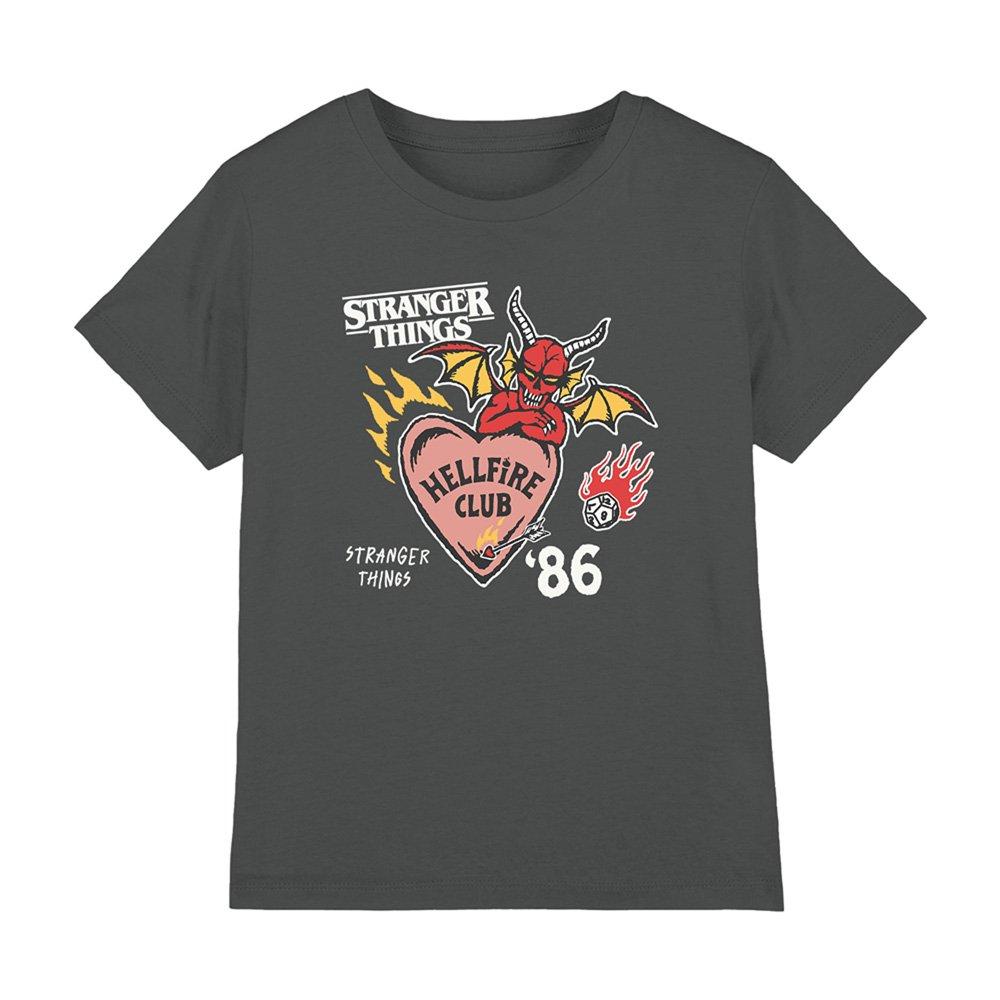 Charcoal - Stranger Things - Stranger Things Hellfire Hearts Kids T-Shirt Char - 1