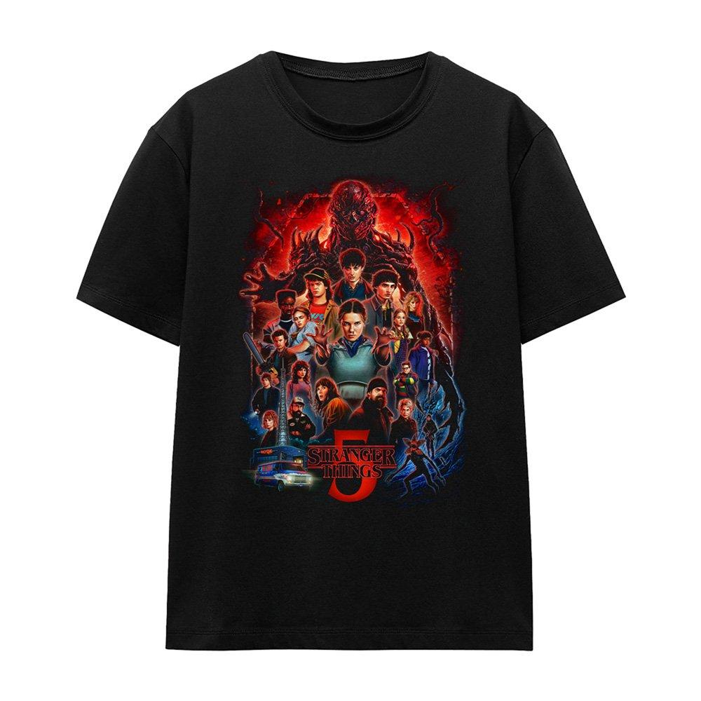 Black - Stranger Things - Stranger Things 5 Poster T-Shirt Black - 4
