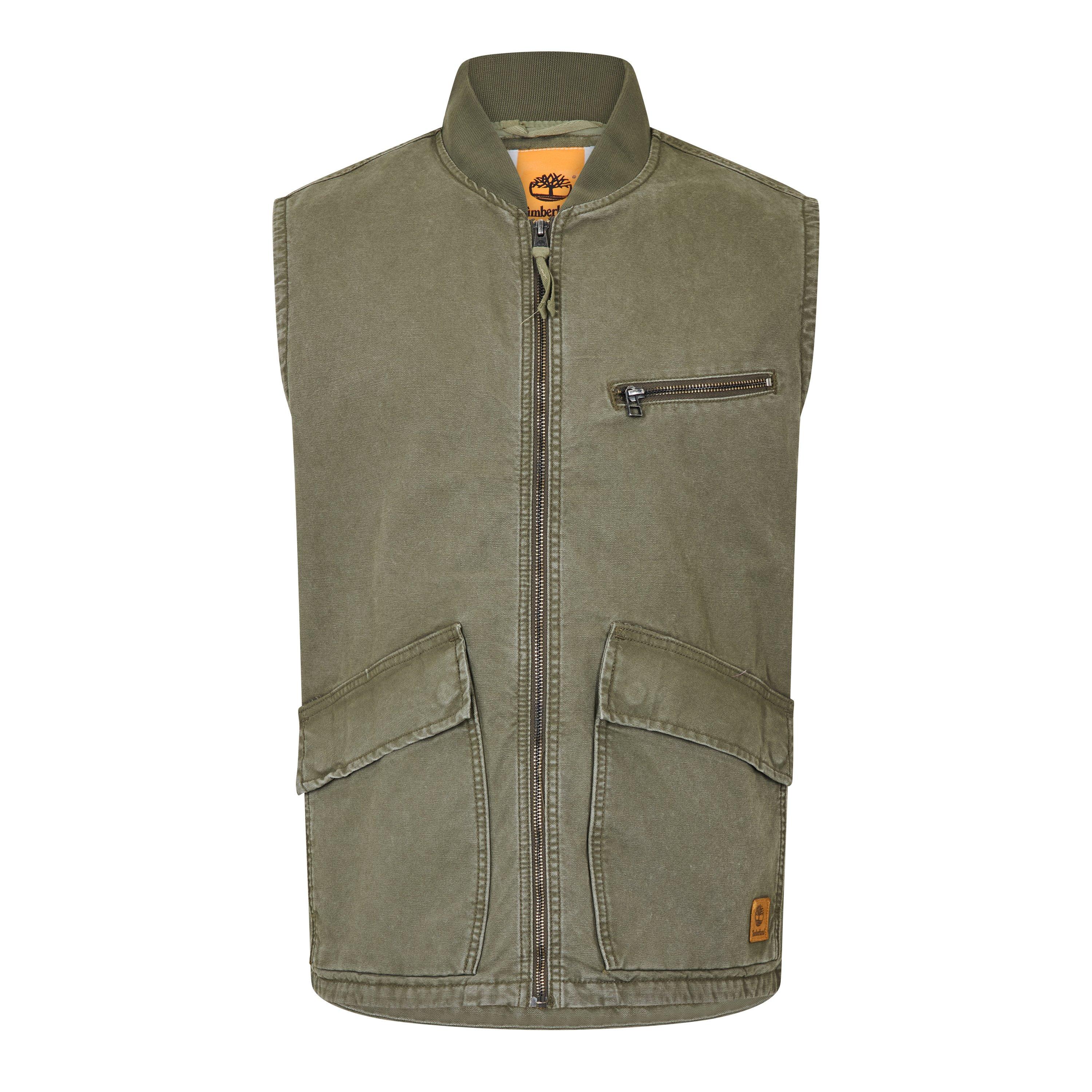 Timberland Men's Washed Canvas Gilet - Leaf Green - S