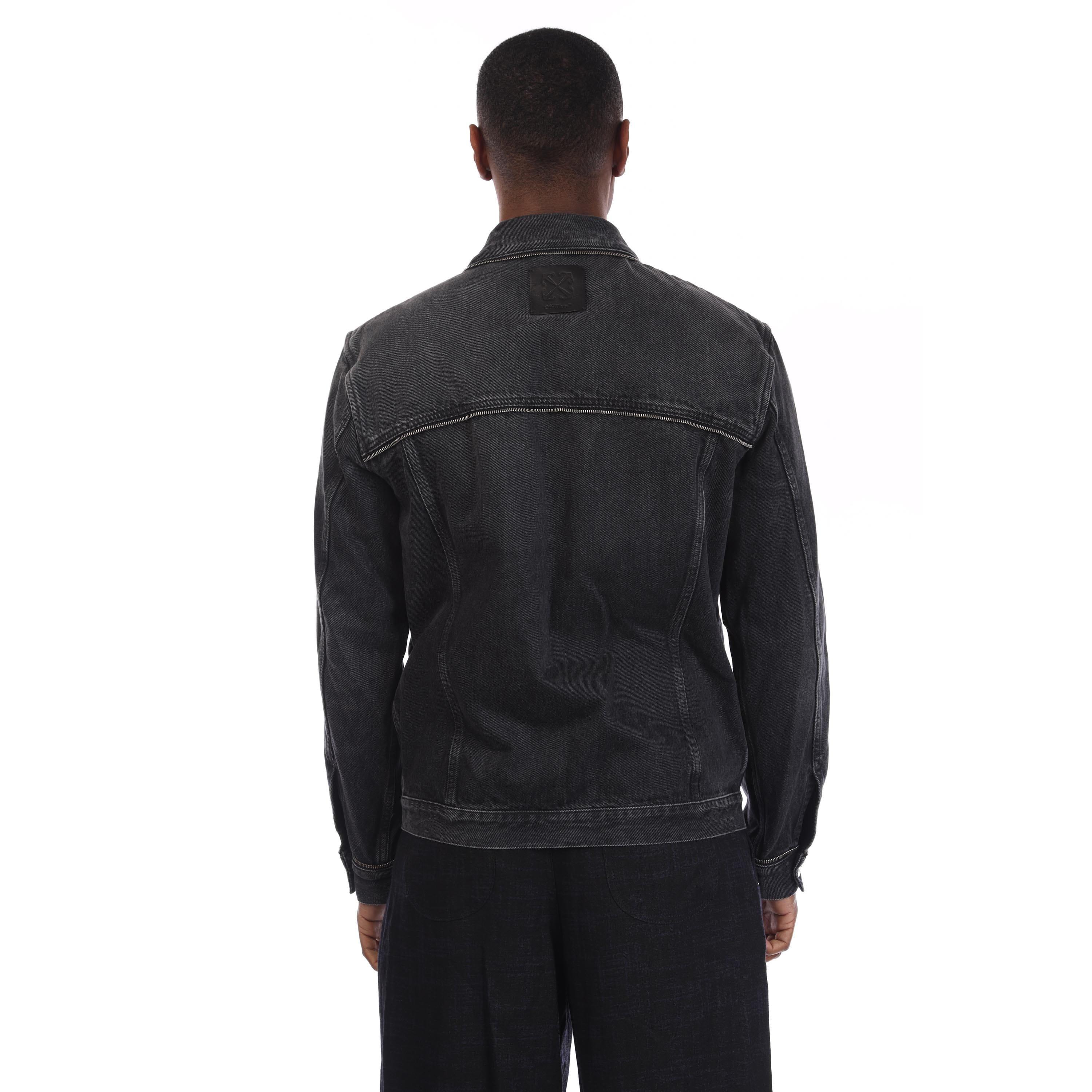 Black - Off White - Arrow Zip Skate Denim Jacket - 2