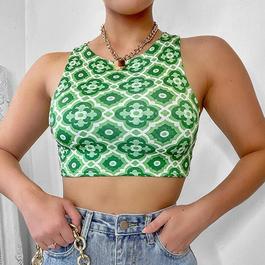 I Saw It First ISAWITFIRST Tile Print Slinky Racer Crop Top Co Ord