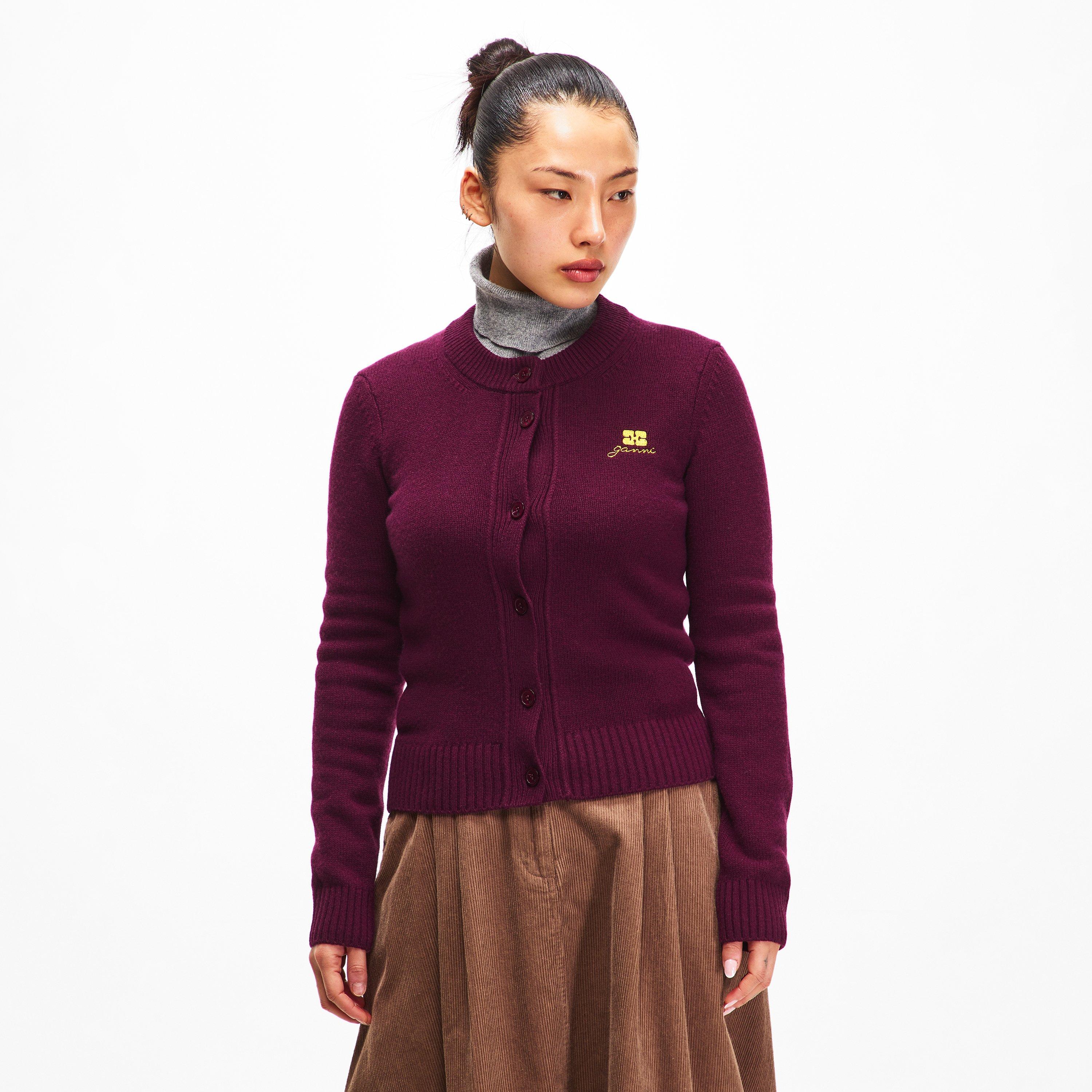 Burgundy - Ganni - Ganni Wl M Cardi Ld62 - 3