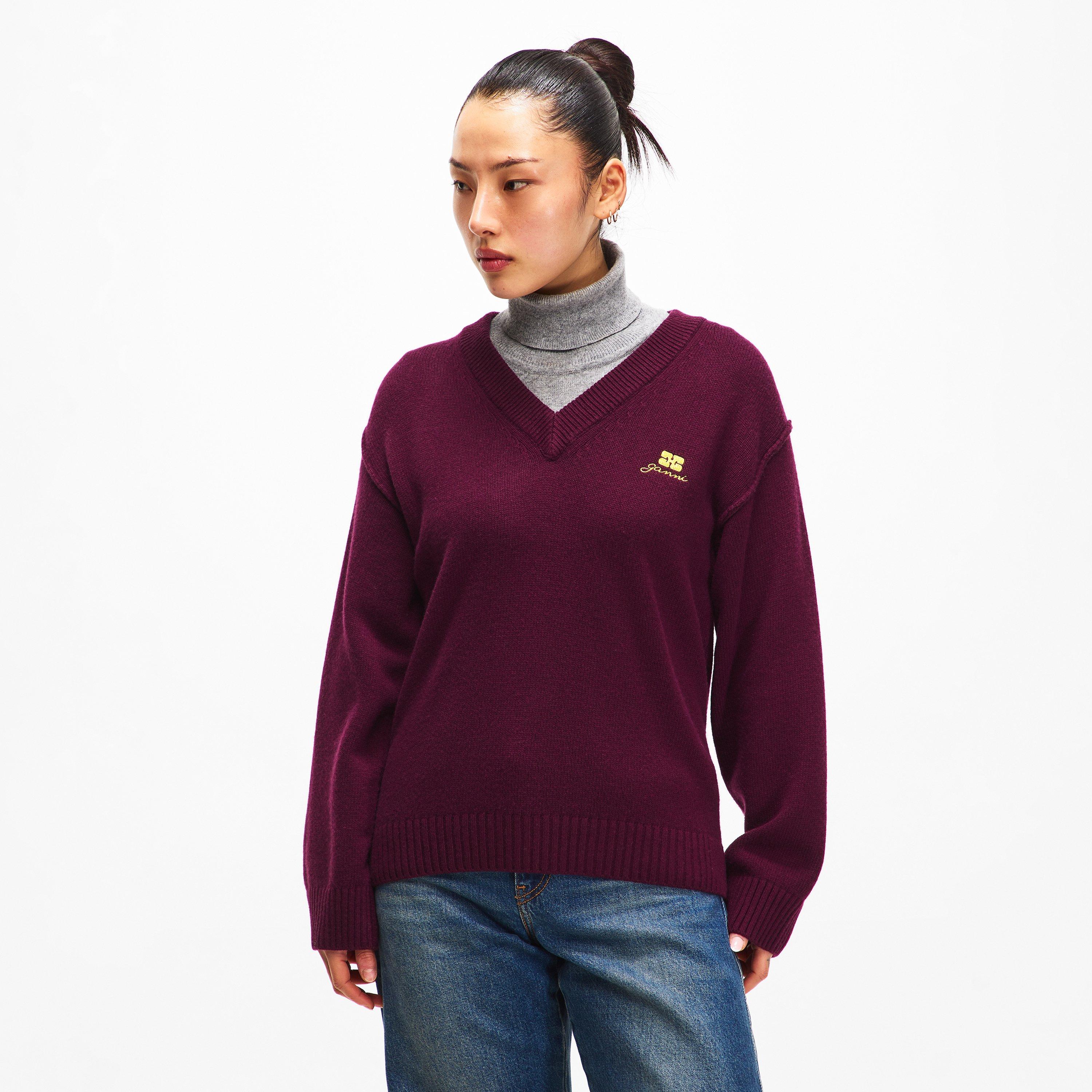 Burgundy - Ganni - Ganni Wl Mix VN Jmp Ld62 - 3