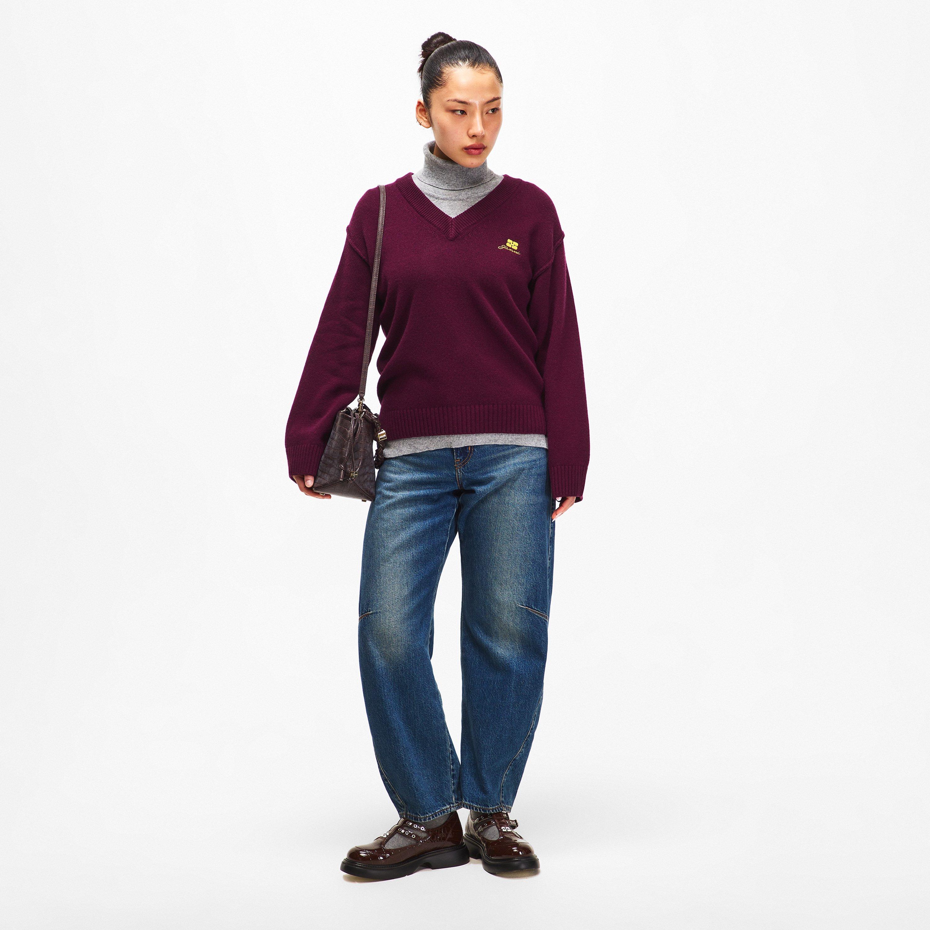 Burgundy - Ganni - Ganni Wl Mix VN Jmp Ld62 - 6